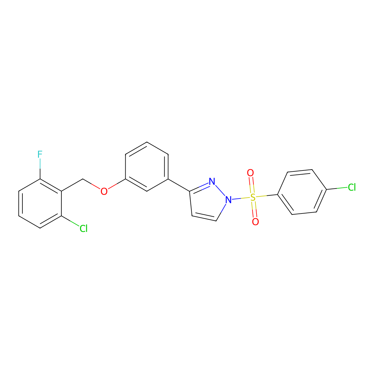 3-{3-[(2-chloro-6-fluorobenzyl)oxy]phenyl}-1-[(4-chlorophenyl)sulfonyl]-1H-pyrazole molecular structure, CAS 477712-73-5