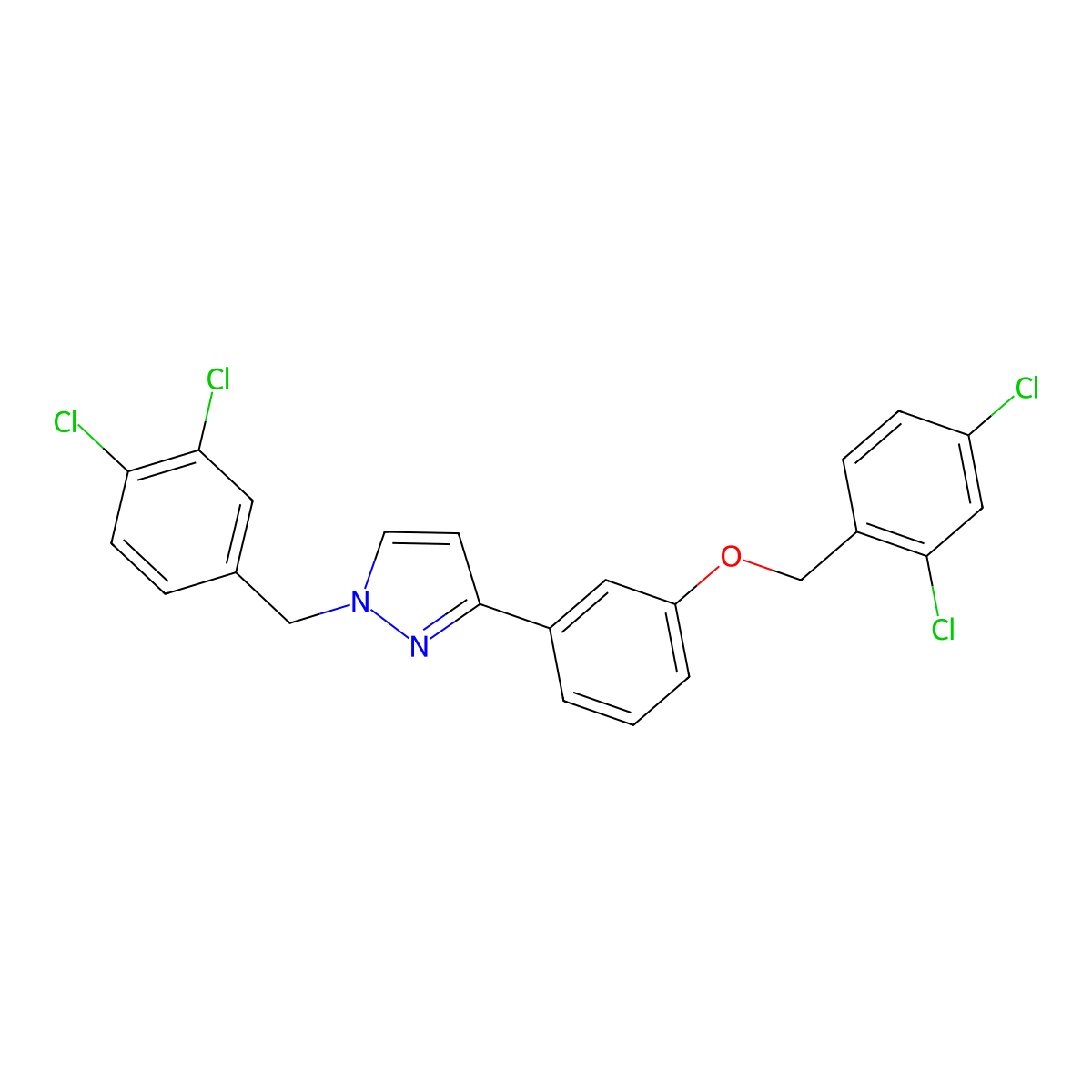 3-[3-[(2,4-Dichlorophenyl)methoxy]phenyl]-1-[(3,4-dichlorophenyl)methyl]pyrazole molecular structure, CAS 477712-78-0