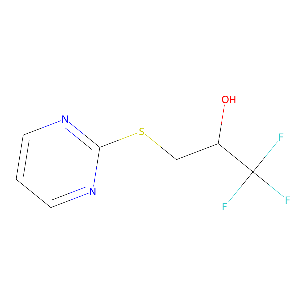 (2S)-1,1,1-trifluoro-3-(2-pyrimidinylsulfanyl)-2-propanol molecular structure, CAS 477712-81-5
