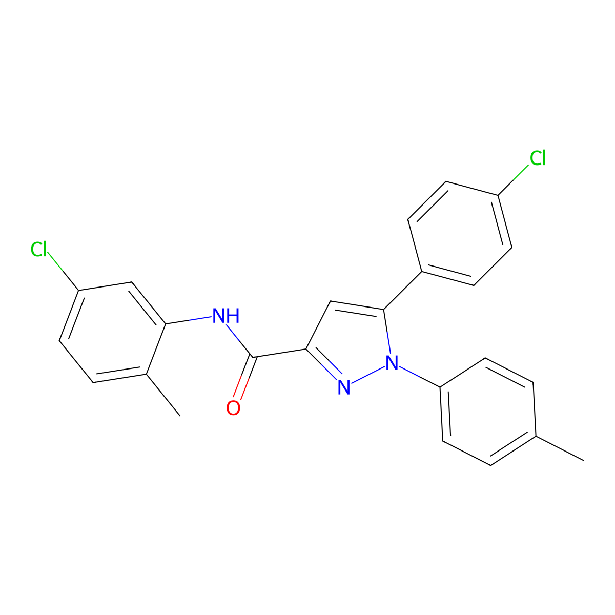 N-(5-chloro-2-methylphenyl)-5-(4-chlorophenyl)-1-(4-methylphenyl)-1H-pyrazole-3-carboxamide molecular structure, CAS 477713-27-2