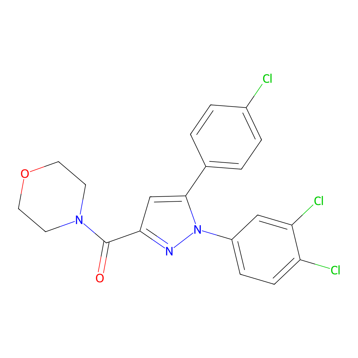 [5-(4-Chlorophenyl)-1-(3,4-dichlorophenyl)-3-pyrazolyl]-(4-morpholinyl)methanone molecular structure, CAS 477713-35-2