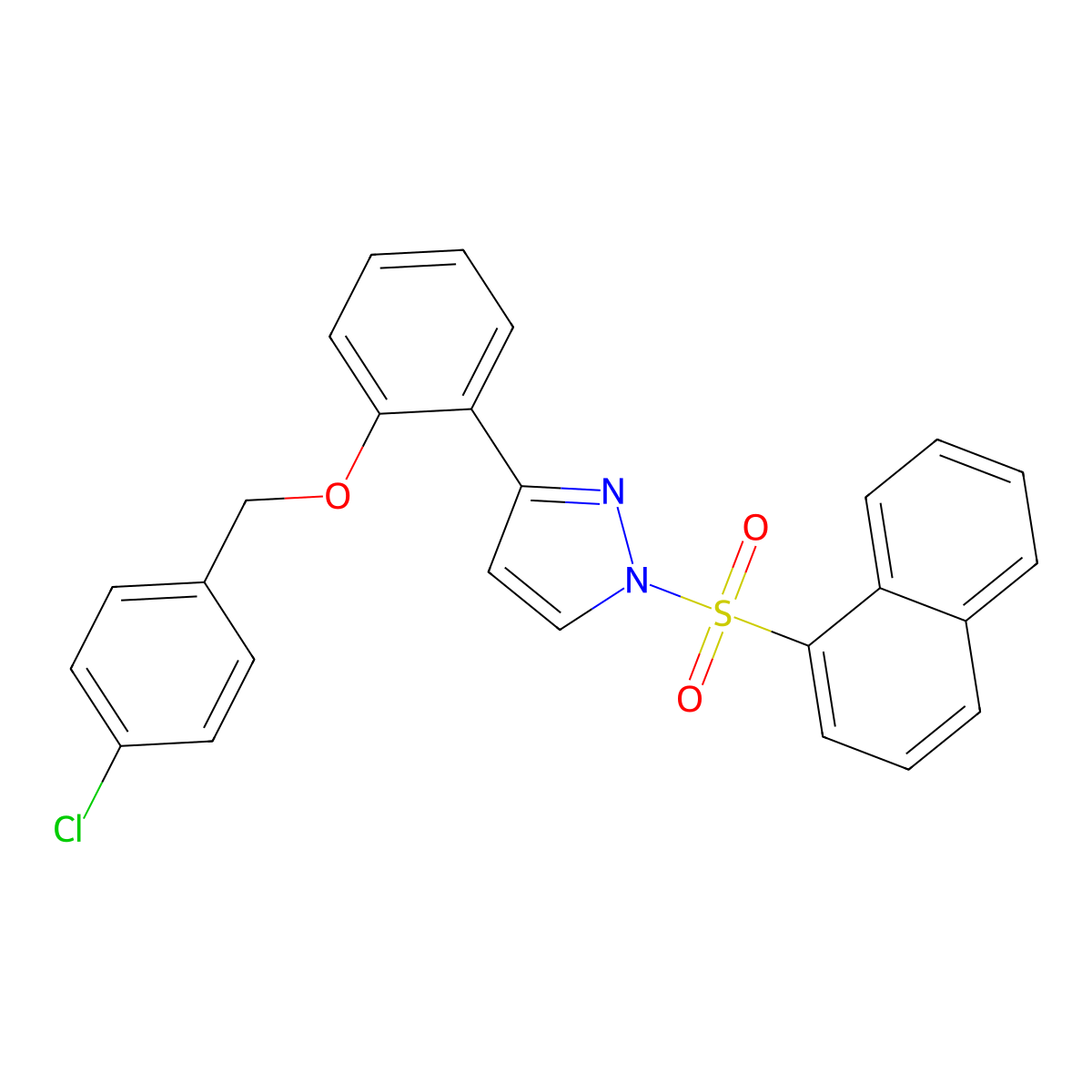 3-{2-[(4-chlorobenzyl)oxy]phenyl}-1-(1-naphthylsulfonyl)-1H-pyrazole molecular structure, CAS 477713-42-1