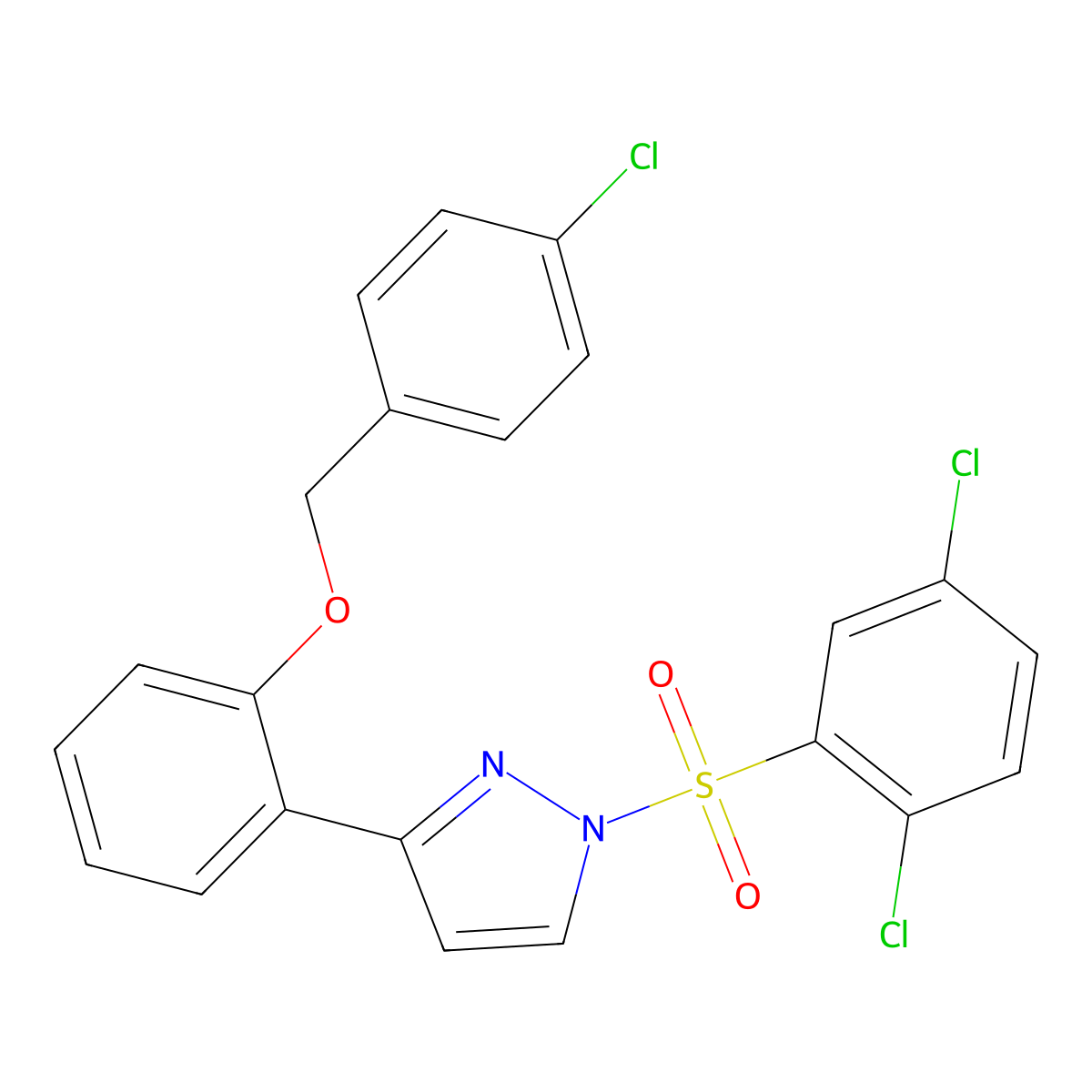 3-{2-[(4-chlorobenzyl)oxy]phenyl}-1-[(2,5-dichlorophenyl)sulfonyl]-1H-pyrazole molecular structure, CAS 477713-43-2