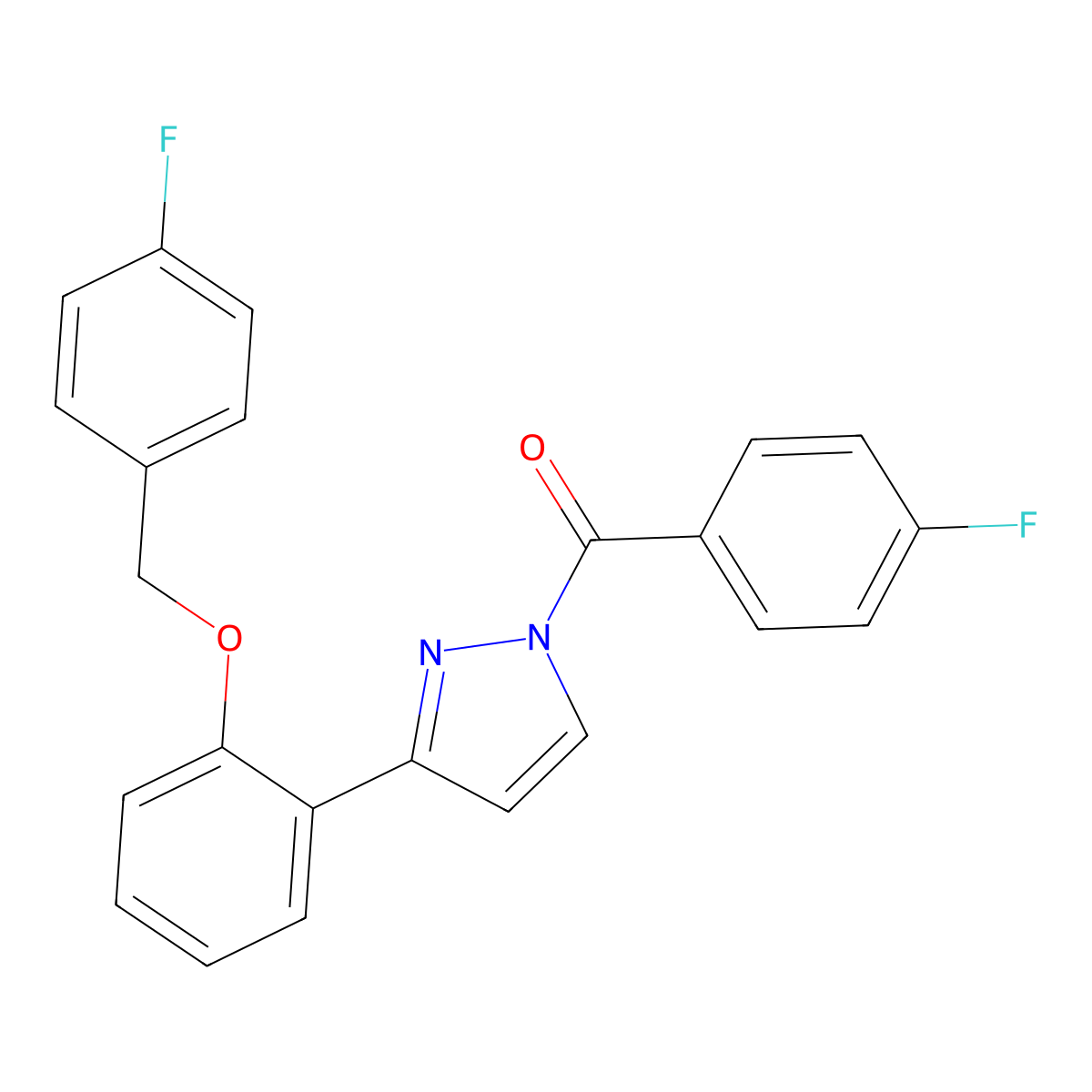 (3-{2-[(4-fluorobenzyl)oxy]phenyl}-1H-pyrazol-1-yl)(4-fluorophenyl)methanone molecular structure, CAS 477713-48-7