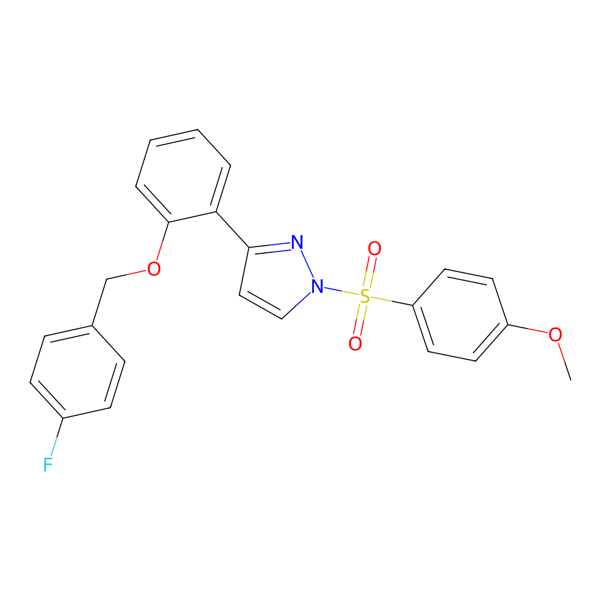 3-{2-[(4-fluorobenzyl)oxy]phenyl}-1-[(4-methoxyphenyl)sulfonyl]-1H-pyrazole molecular structure, CAS 477713-49-8