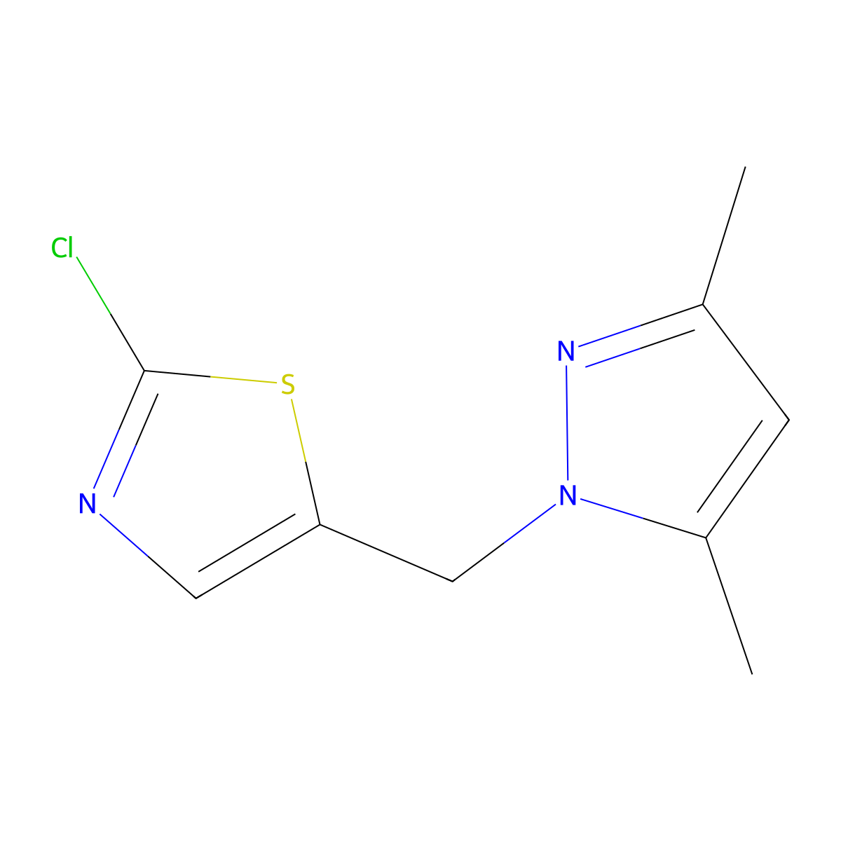 2-Chloro-5-[(3,5-dimethyl-1H-pyrazol-1-yl)methyl]-1,3-thiazole molecular structure, CAS 477713-52-3