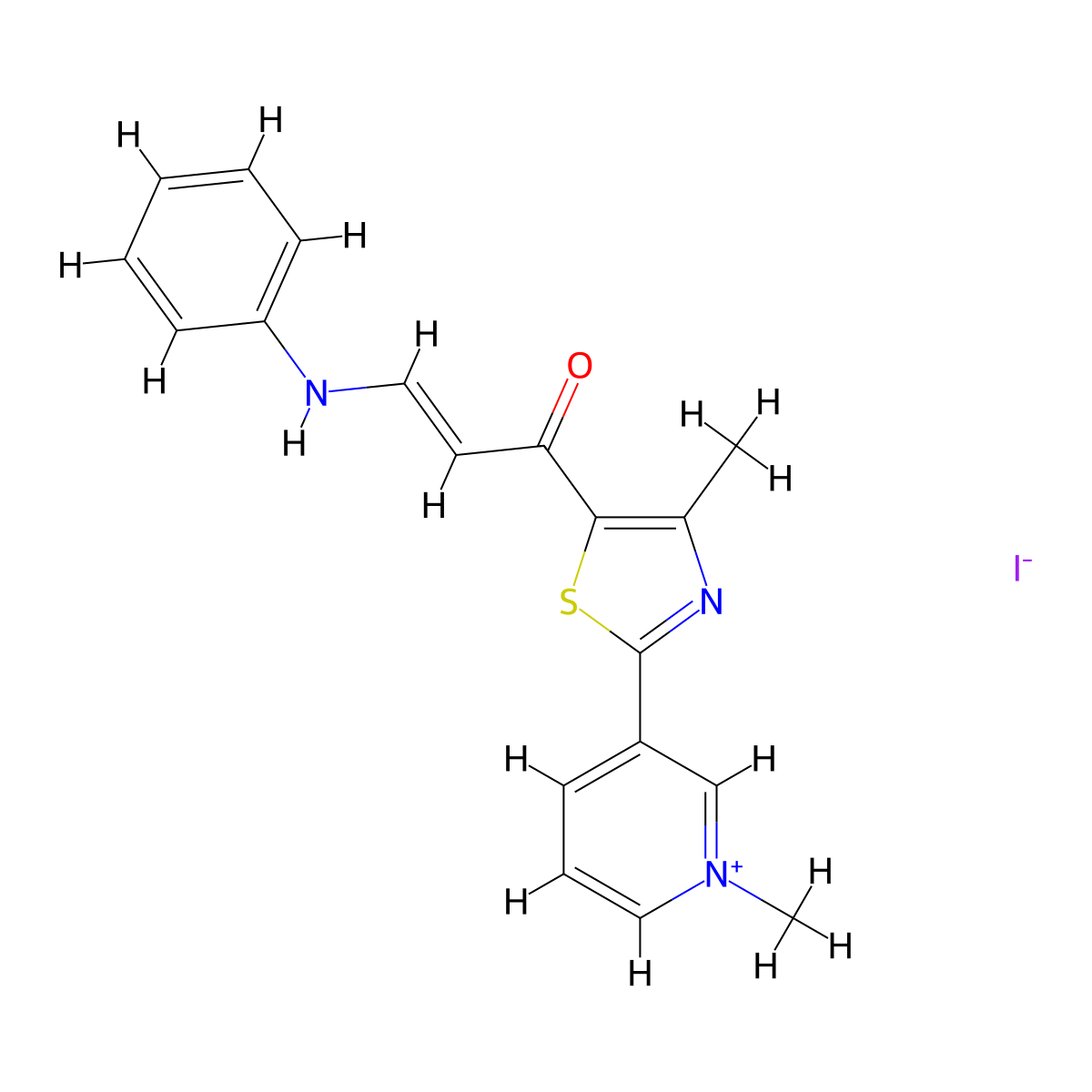 3-{5-[(E)-3-anilino-2-propenoyl]-4-methyl-1,3-thiazol-2-yl}-1-methylpyridinium iodide molecular structure, CAS 477713-54-5