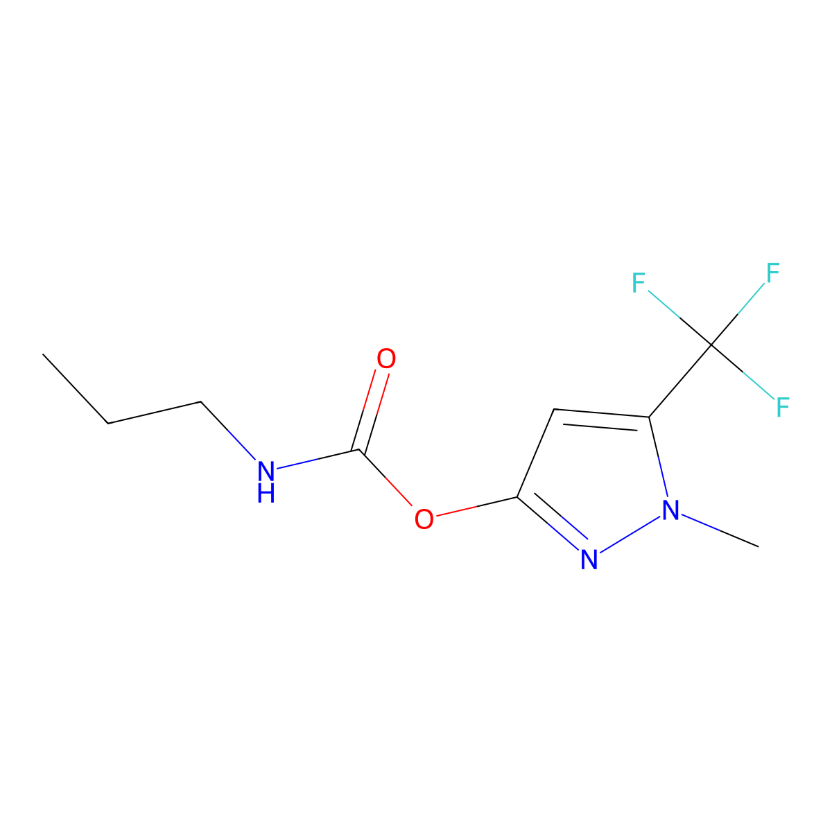 1-methyl-5-(trifluoromethyl)-1H-pyrazol-3-yl N-propylcarbamate molecular structure, CAS 477713-72-7