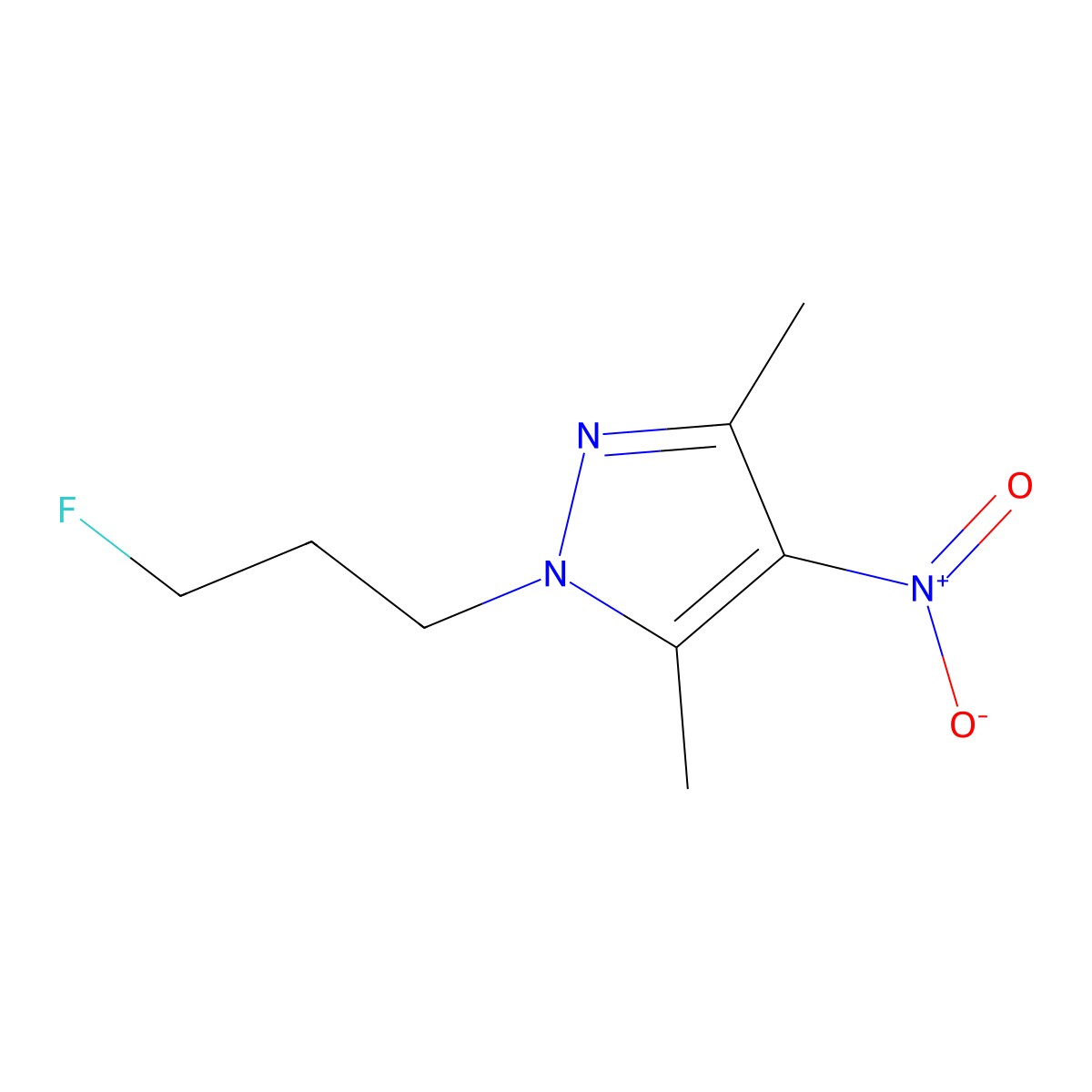 1-(3-fluoropropyl)-3,5-dimethyl-4-nitro-1H-pyrazole molecular structure, CAS 477713-78-3