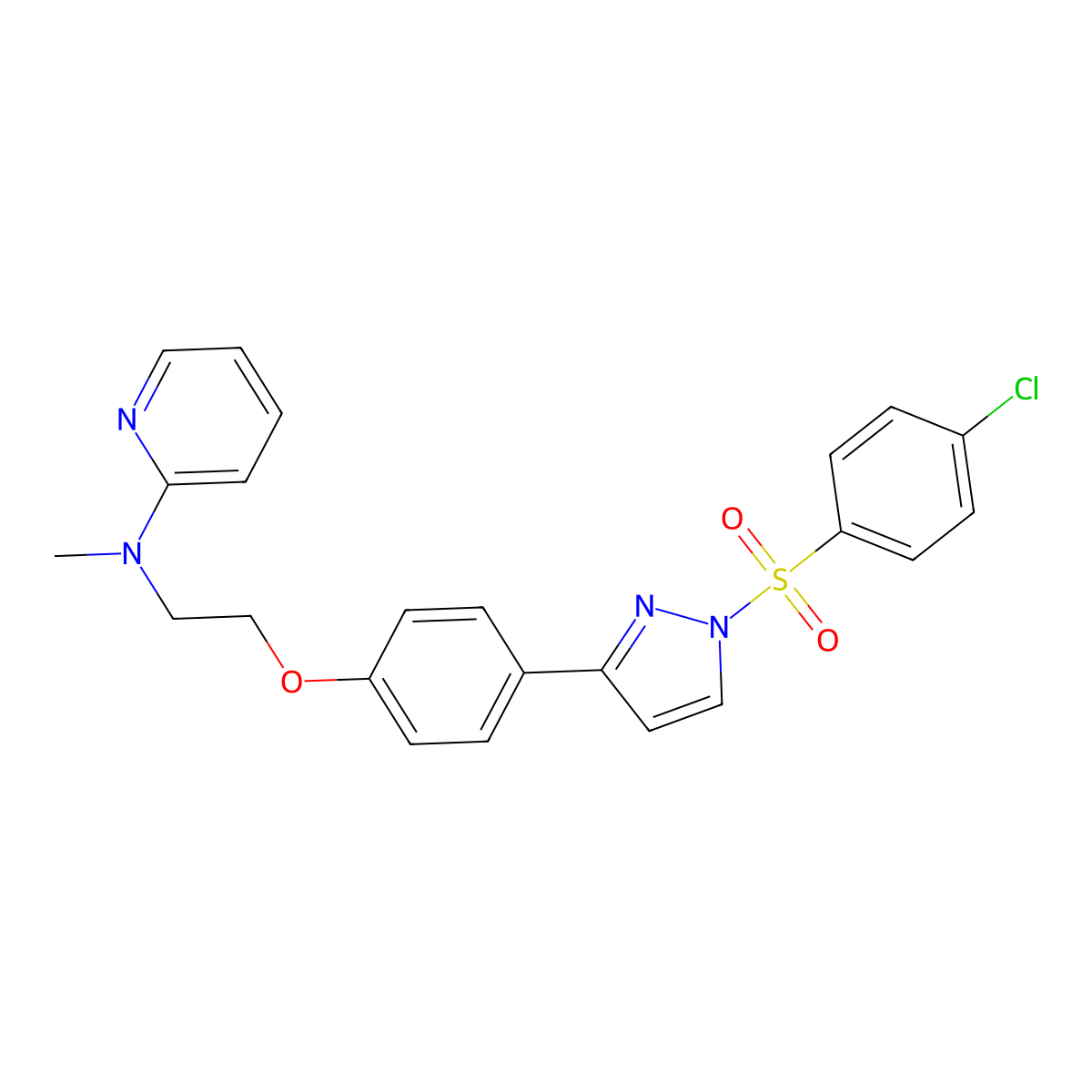 N-[2-(4-{1-[(4-chlorophenyl)sulfonyl]-1H-pyrazol-3-yl}phenoxy)ethyl]-N-methyl-2-pyridinamine molecular structure, CAS 477713-83-0