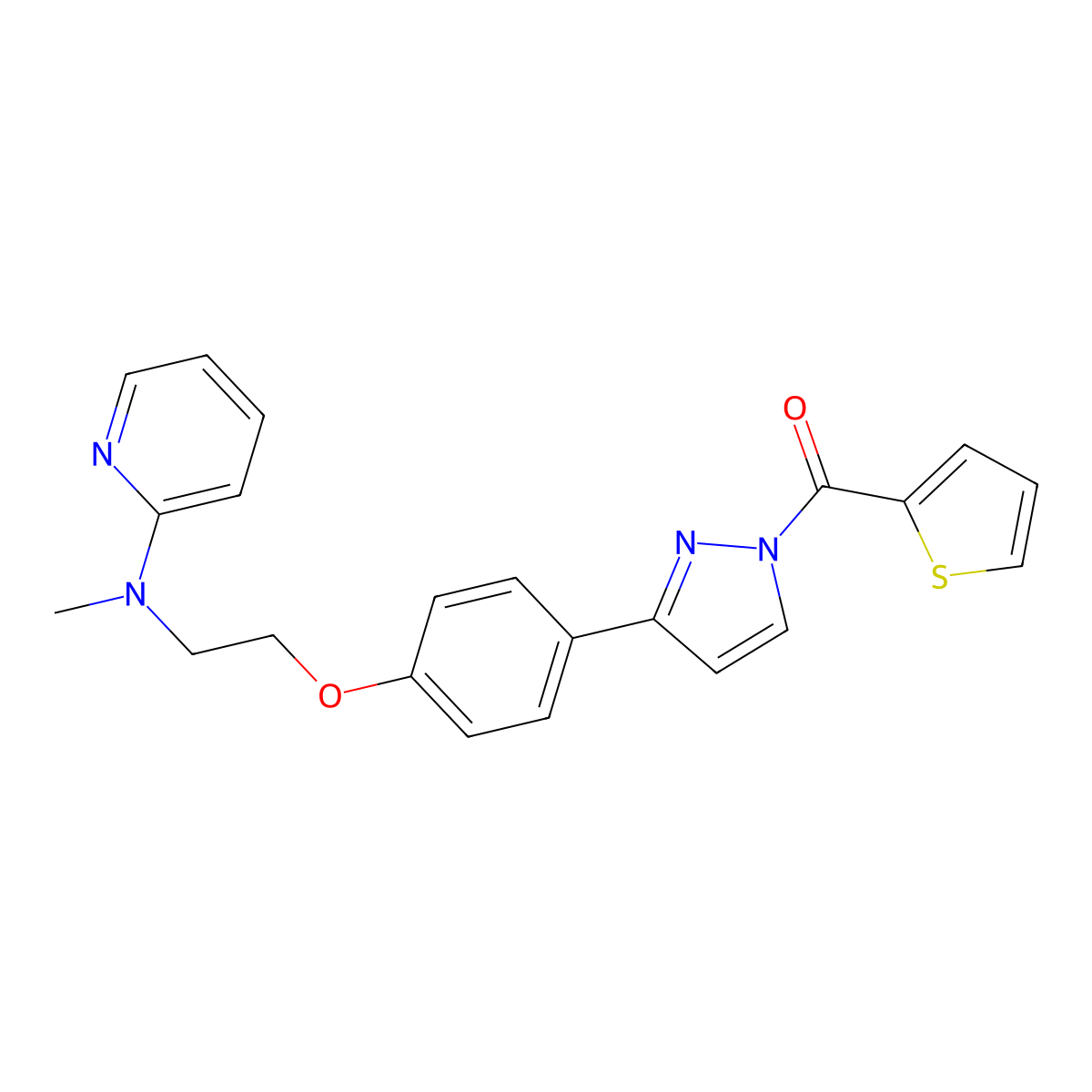 [3-(4-{2-[methyl(2-pyridinyl)amino]ethoxy}phenyl)-1H-pyrazol-1-yl](2-thienyl)methanone molecular structure, CAS 477713-84-1