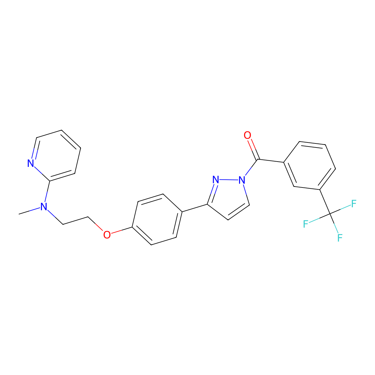 [3-(4-{2-[methyl(2-pyridinyl)amino]ethoxy}phenyl)-1H-pyrazol-1-yl][3-(trifluoromethyl)phenyl]methanone molecular structure, CAS 477713-85-2