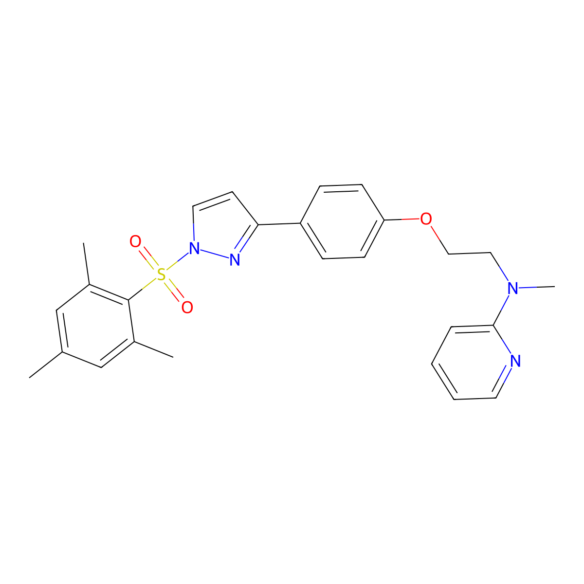 N-(2-{4-[1-(mesitylsulfonyl)-1H-pyrazol-3-yl]phenoxy}ethyl)-N-methyl-2-pyridinamine molecular structure, CAS 477713-86-3