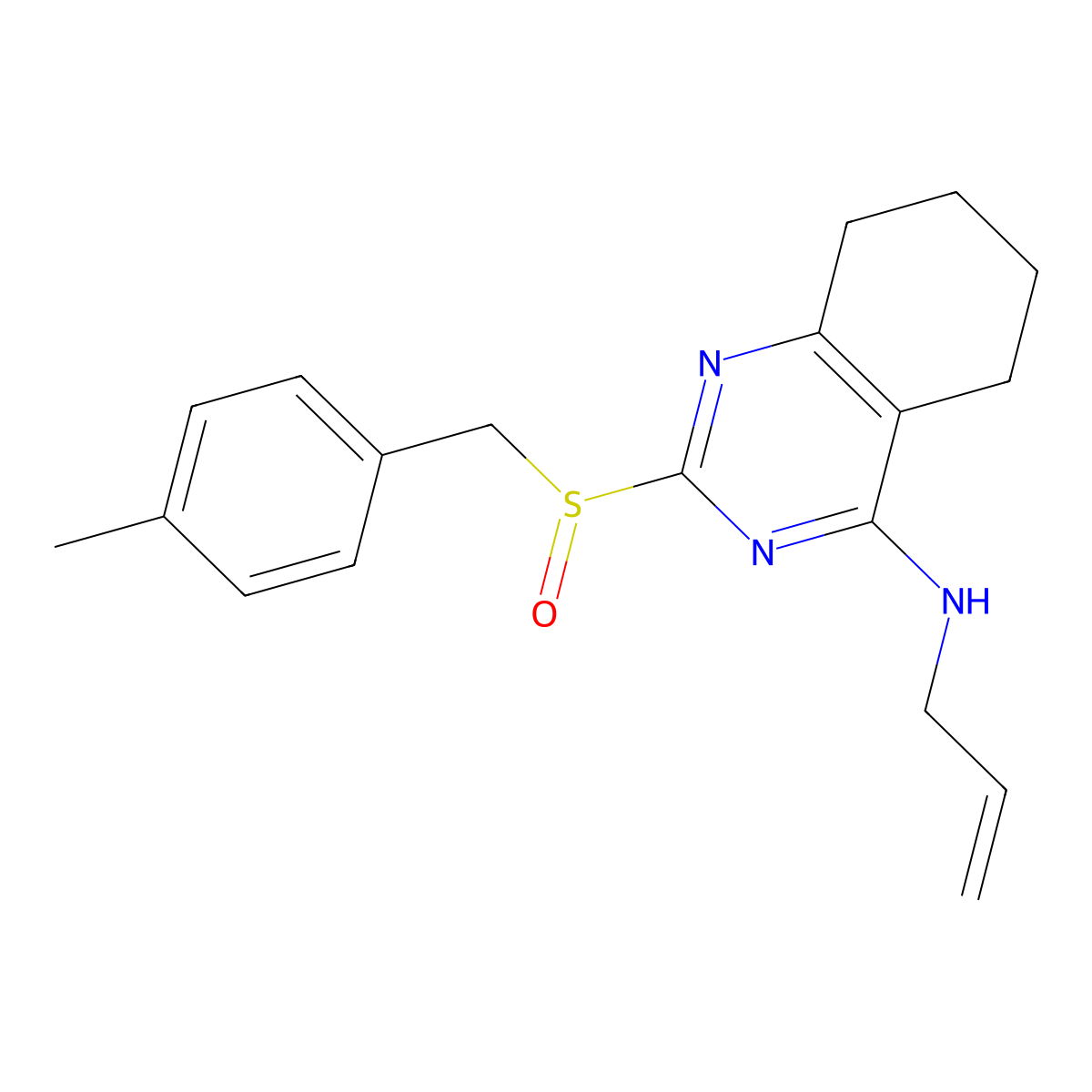 N-allyl-2-[(4-methylbenzyl)sulfinyl]-5,6,7,8-tetrahydro-4-quinazolinamine molecular structure, CAS 477714-06-0