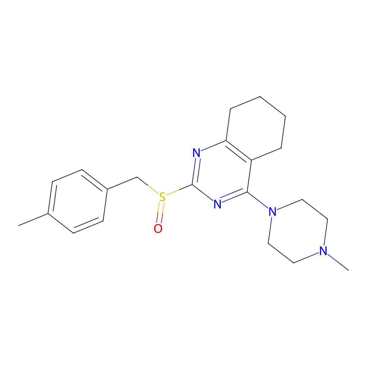 4-Methylbenzyl 4-(4-methylpiperazino)-5,6,7,8-tetrahydro-2-quinazolinyl sulfoxide molecular structure, CAS 477714-07-1
