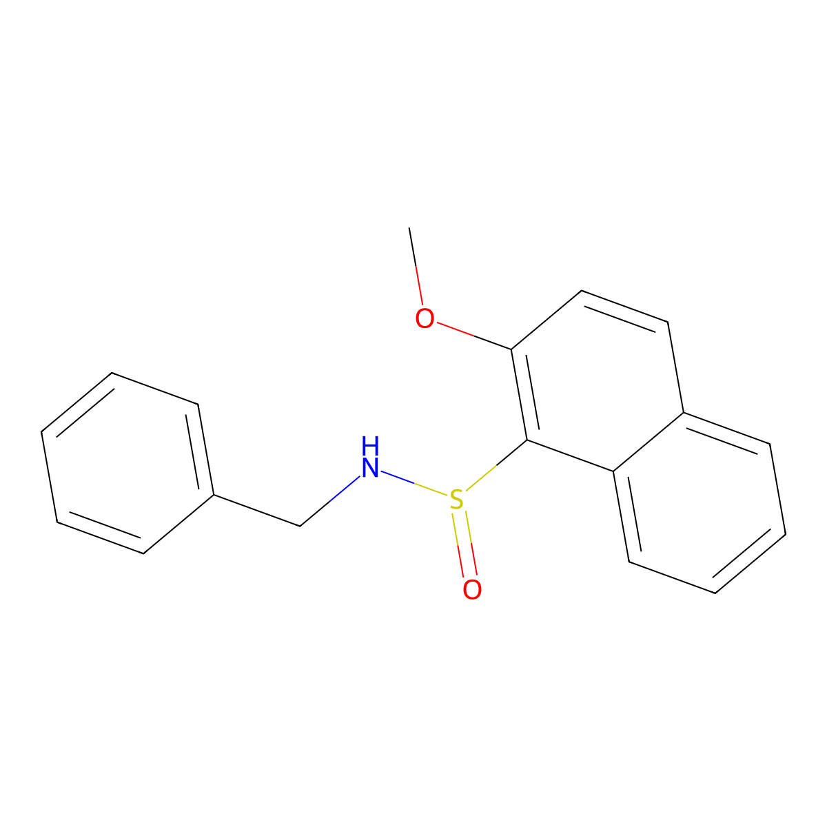 N-benzyl-2-methoxynaphthalene-1-sulfinamide molecular structure, CAS 477714-09-3