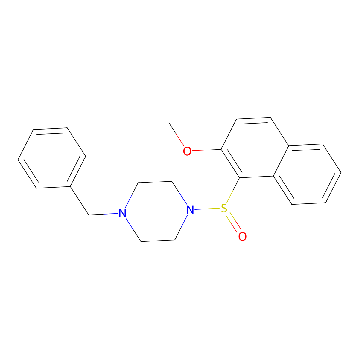 1-Benzyl-4-[(2-methoxy-1-naphthyl)sulfinyl]piperazine molecular structure, CAS 477714-11-7