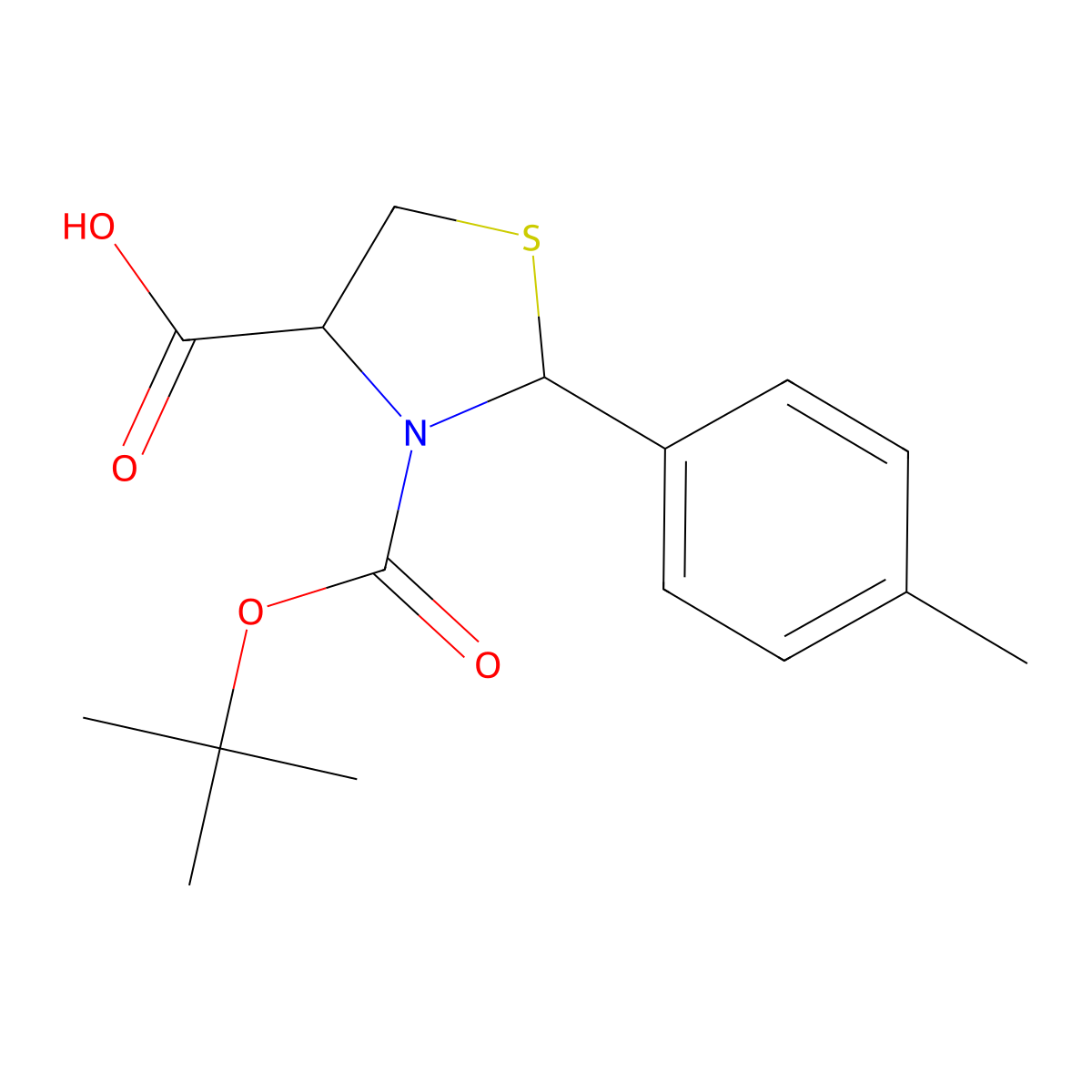 3-(Tert-butoxycarbonyl)-2-(4-methylphenyl)-1,3-thiazolane-4-carboxylic acid molecular structure, CAS 477721-86-1