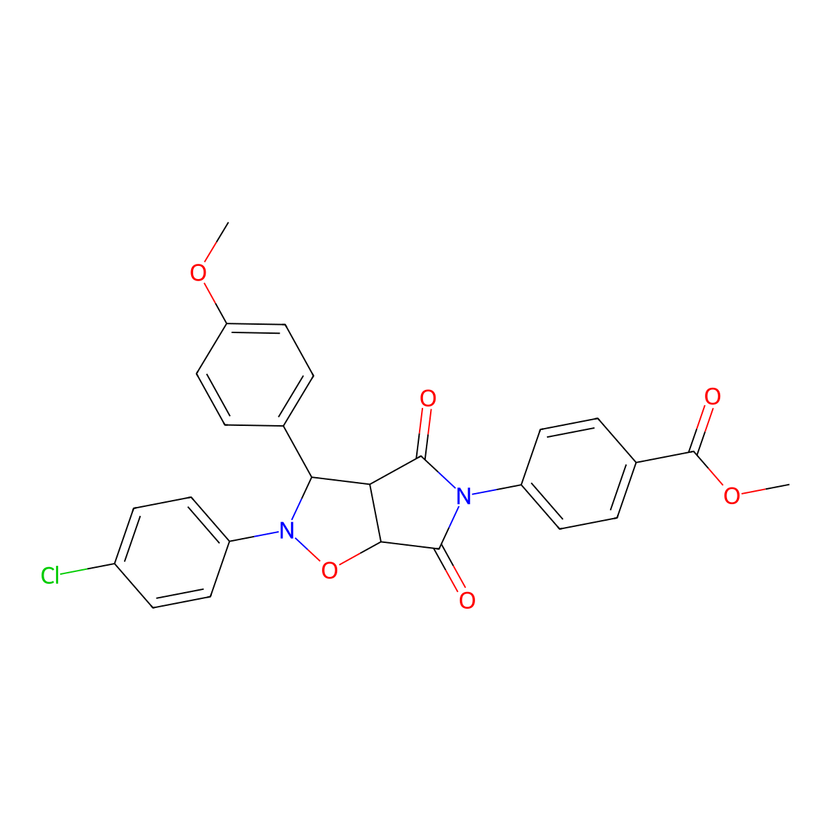 methyl 4-(2-(4-chlorophenyl)-3-(4-methoxyphenyl)-4,6-dioxotetrahydro-2H-pyrrolo[3,4-d]isoxazol-5(3H)-yl)benzoate molecular structure, CAS 477721-97-4