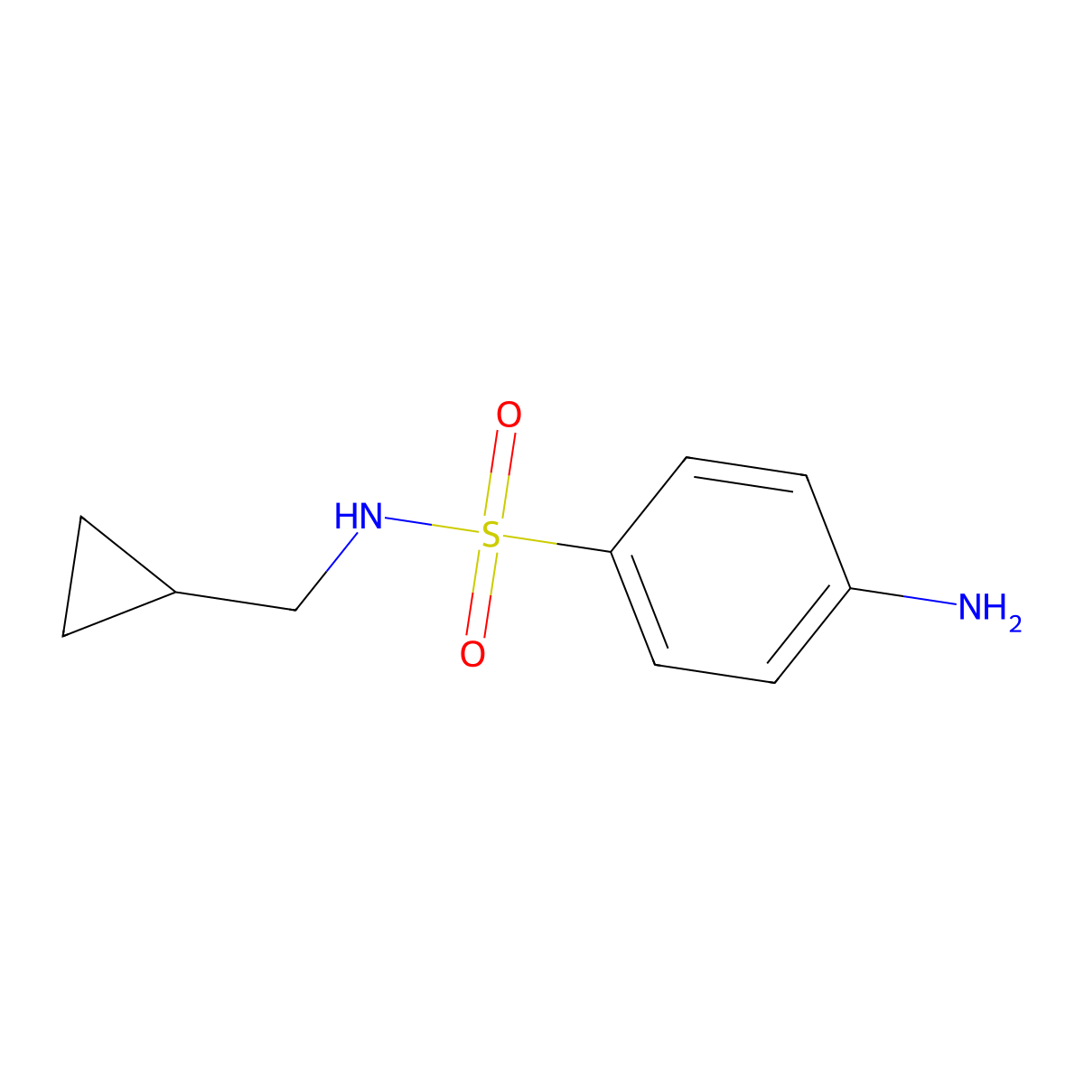4-amino-N-(cyclopropylmethyl)benzenesulfonamide molecular structure, CAS 477723-17-4