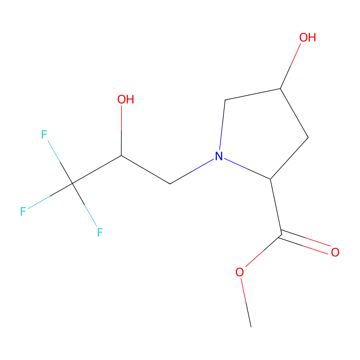 Methyl 4-hydroxy-1-(3,3,3-trifluoro-2-hydroxypropyl)pyrrolidine-2-carboxylate molecular structure, CAS 477725-47-6