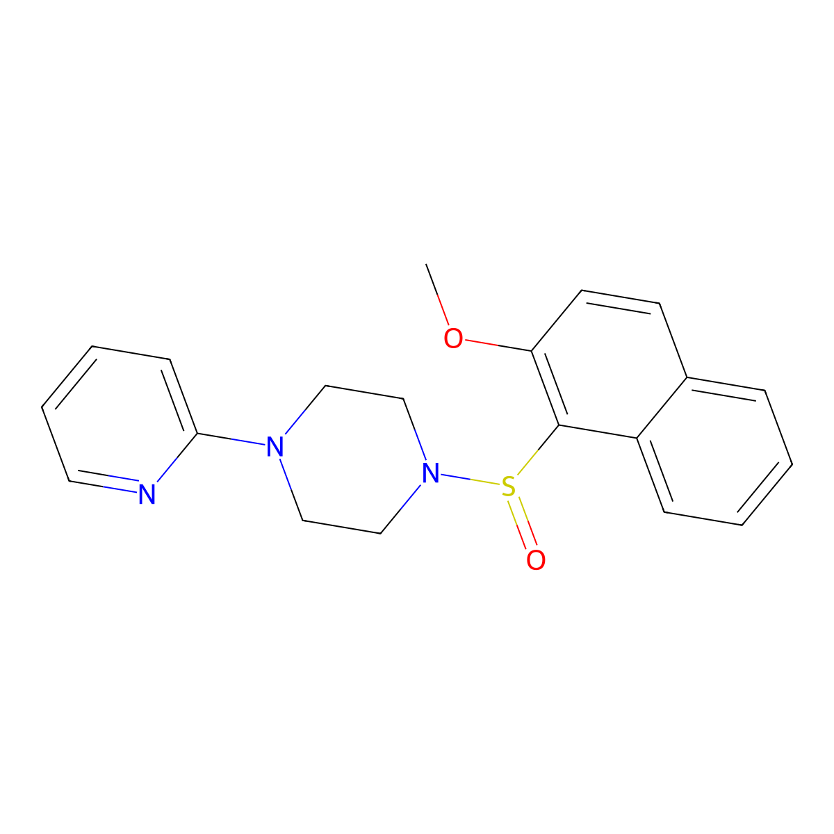 1-[(2-Methoxy-1-naphthyl)sulfinyl]-4-(2-pyridinyl)piperazine molecular structure, CAS 477762-10-0