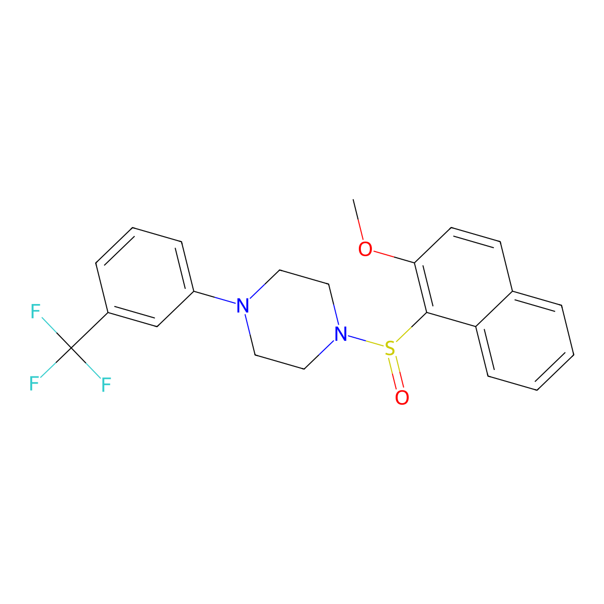 1-(2-Methoxynaphthalen-1-yl)sulfinyl-4-[3-(trifluoromethyl)phenyl]piperazine molecular structure, CAS 477762-11-1