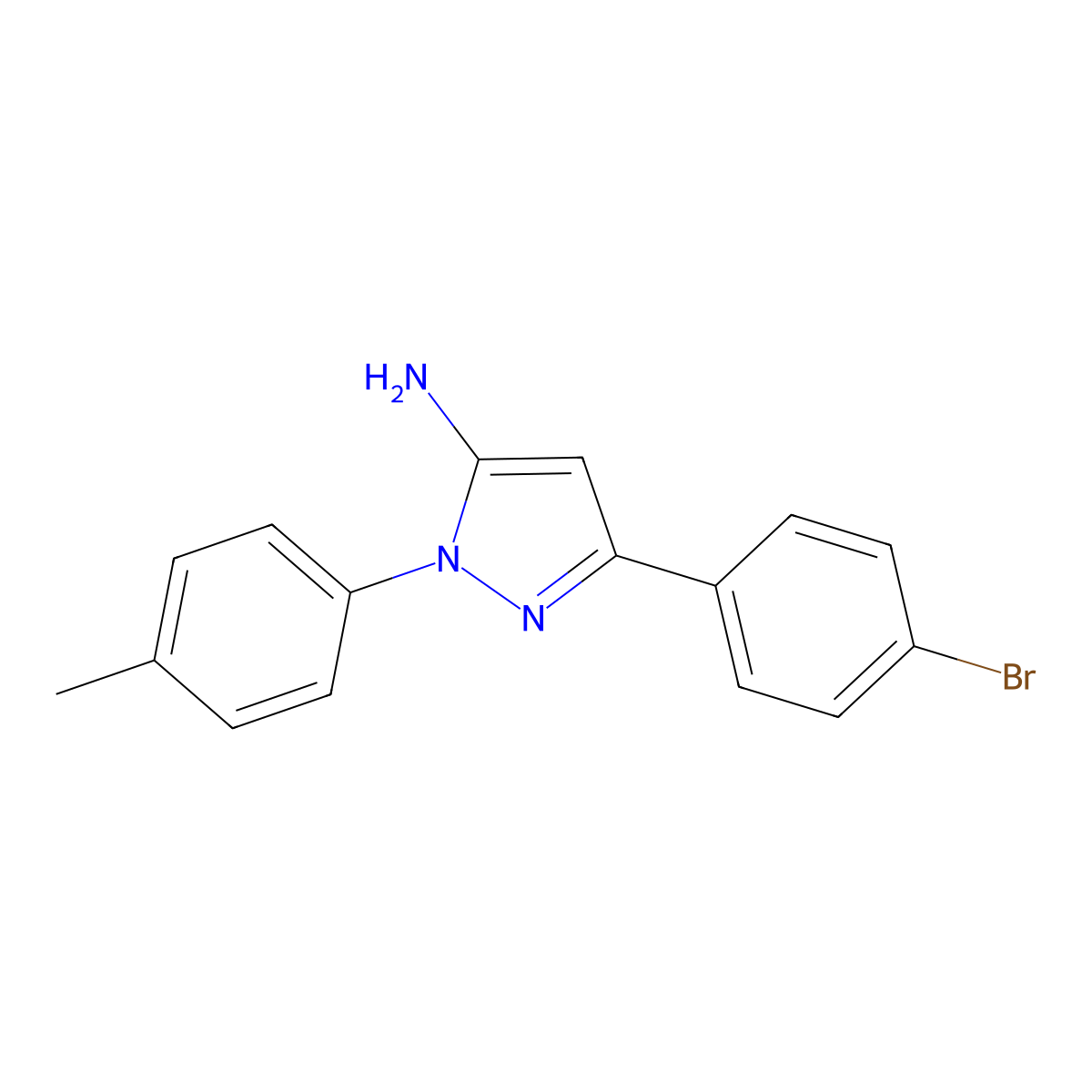3-(4-Bromophenyl)-1-(4-methylphenyl)-1H-pyrazol-5-amine molecular structure, CAS 477762-14-4