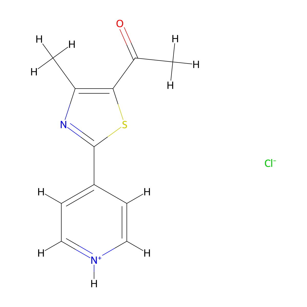 5-Acetyl-4-methyl-2-(4-pyridinyl)-1,3-thiazol-3-ium chloride molecular structure, CAS 477762-15-5