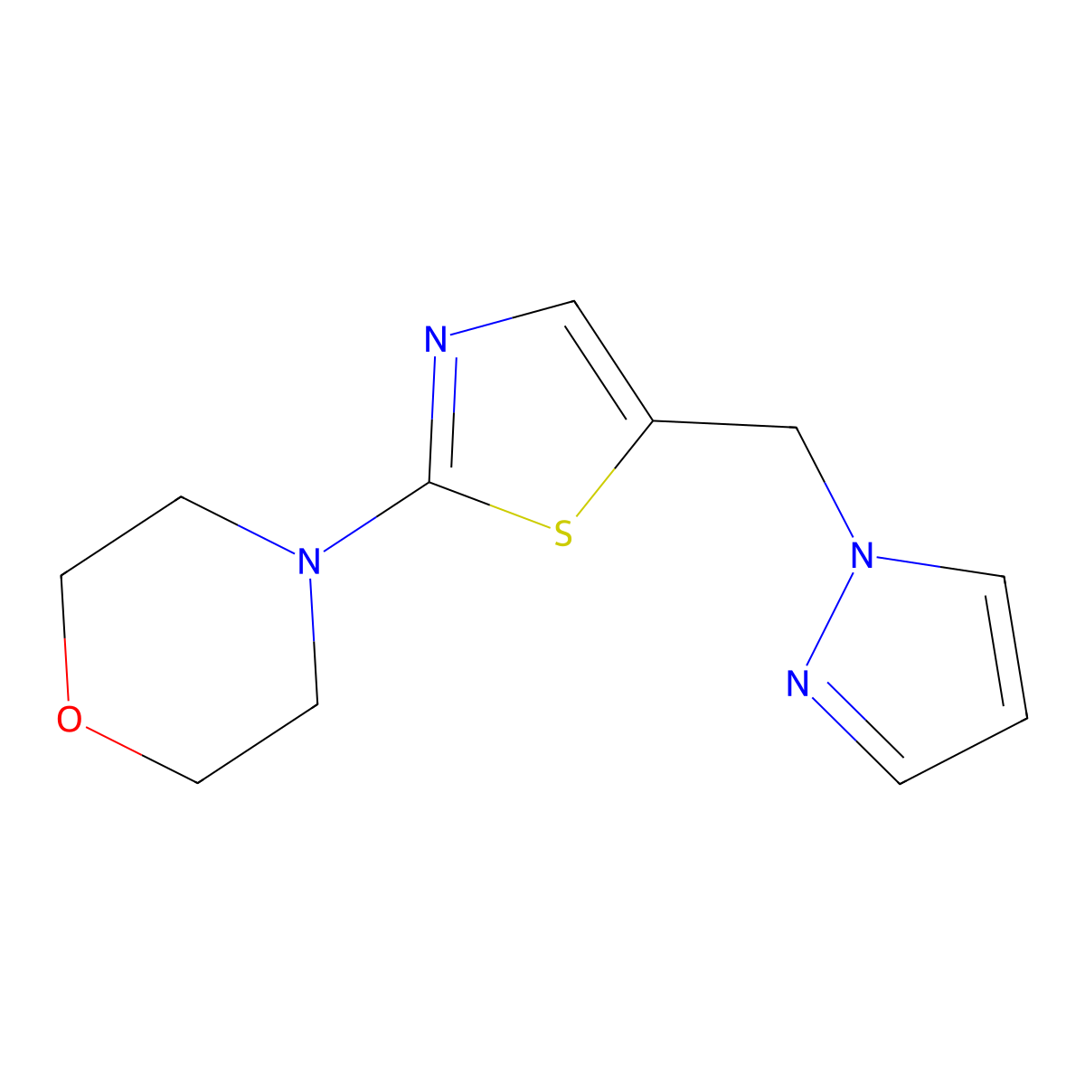 4-[5-(1H-pyrazol-1-ylmethyl)-1,3-thiazol-2-yl]morpholine molecular structure, CAS 477762-17-7