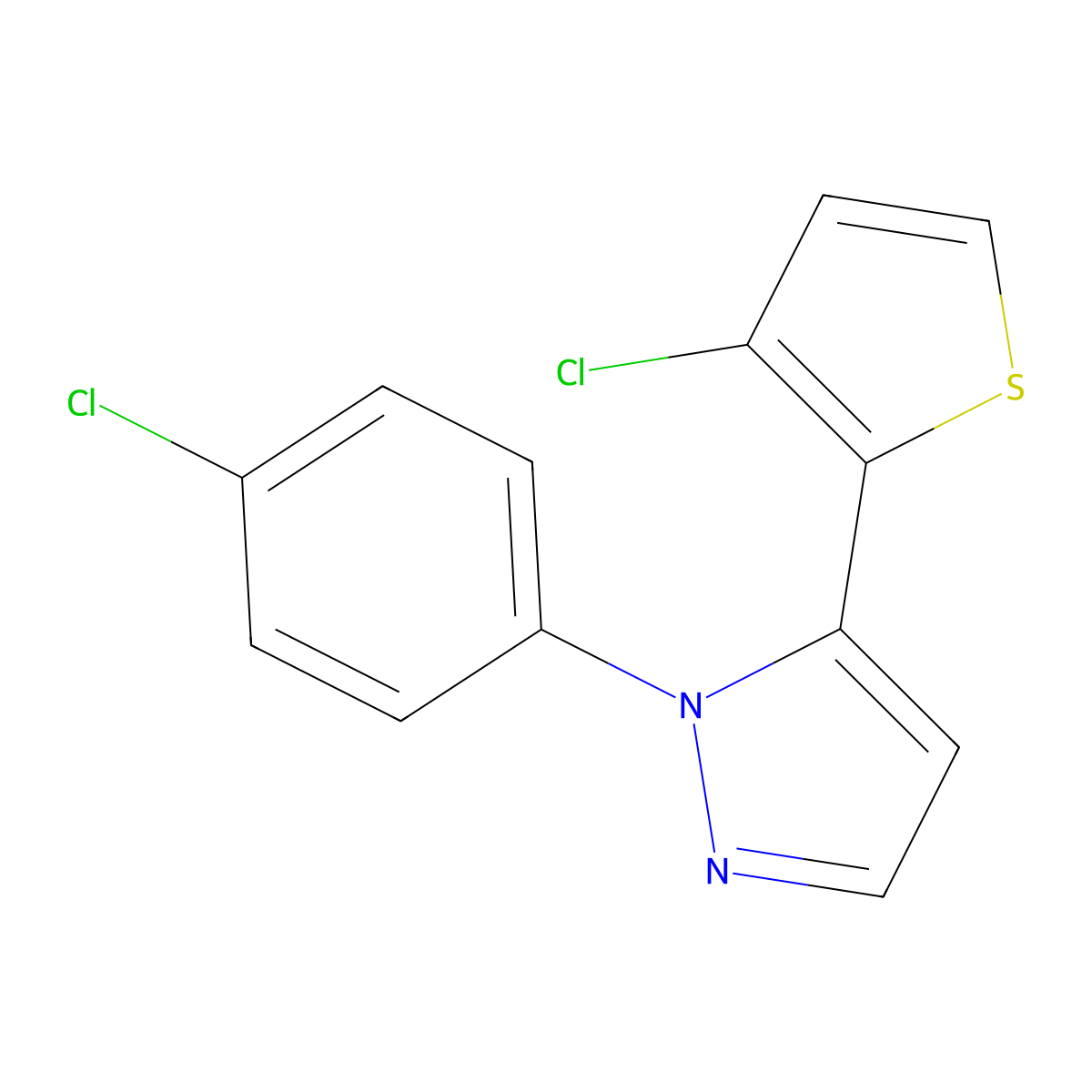 1-(4-chlorophenyl)-5-(3-chloro-2-thienyl)-1H-pyrazole molecular structure, CAS 477762-25-7