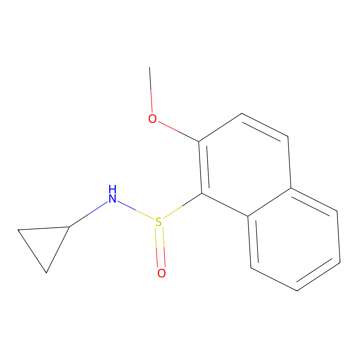 N-cyclopropyl-2-methoxy-1-naphthalenesulfinamide molecular structure, CAS 477762-29-1