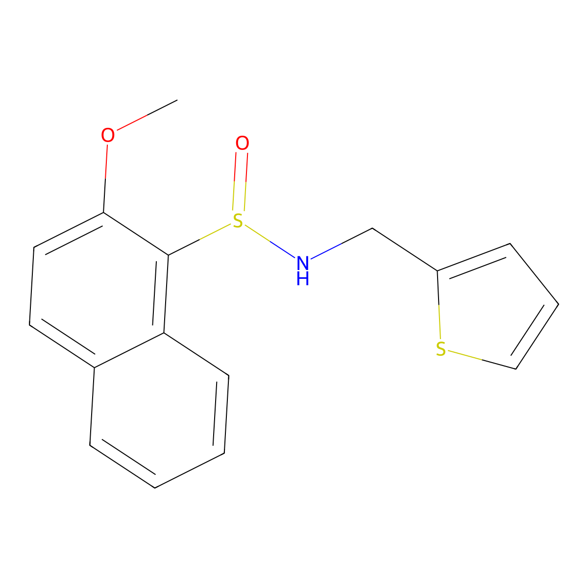 2-methoxy-N-(2-thienylmethyl)-1-naphthalenesulfinamide molecular structure, CAS 477762-30-4