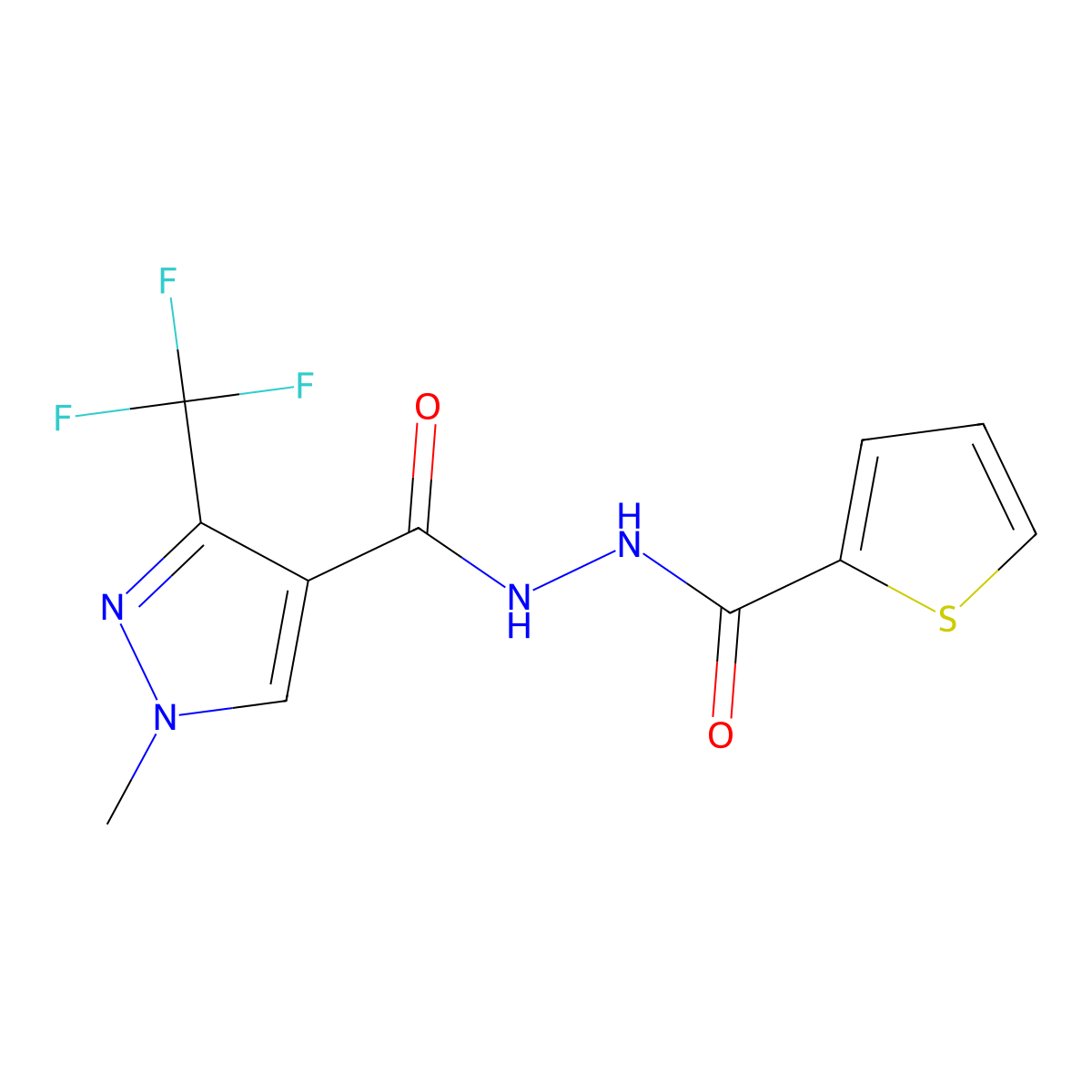 N'-{[1-methyl-3-(trifluoromethyl)-1H-pyrazol-4-yl]carbonyl}-2-thiophenecarbohydrazide molecular structure, CAS 477762-33-7