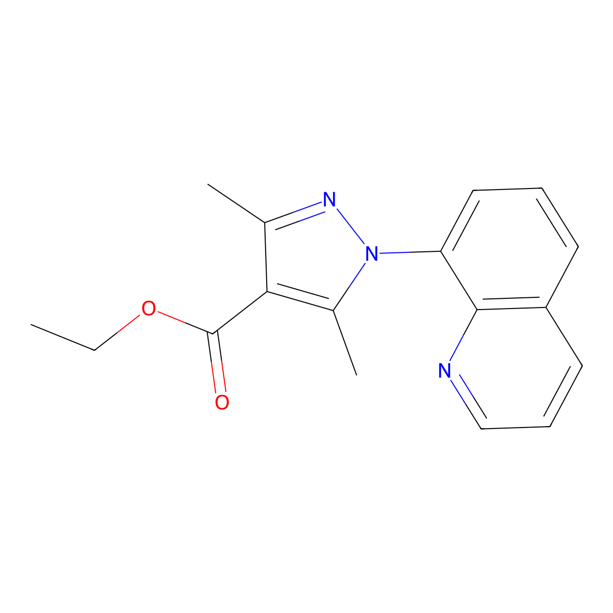 ethyl 3,5-dimethyl-1-(quinolin-8-yl)-1H-pyrazole-4-carboxylate molecular structure, CAS 477762-39-3