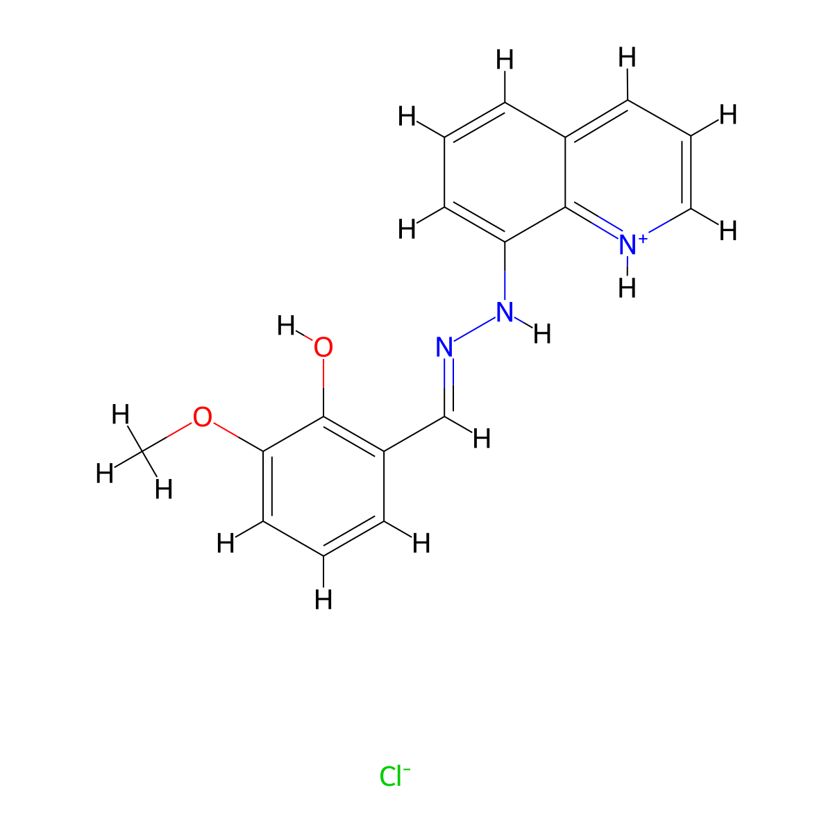 8-{2-[(E)-(2-hydroxy-3-methoxyphenyl)methylidene]hydrazino}quinolinium chloride molecular structure, CAS 477762-40-6
