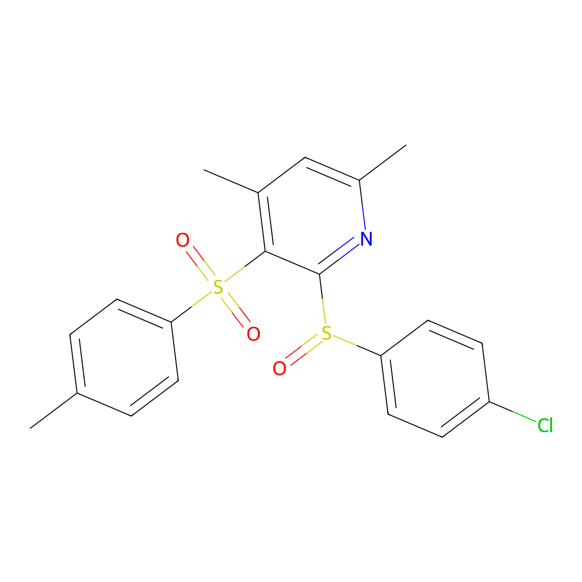 2-[(4-Chlorophenyl)sulfinyl]-4,6-dimethyl-3-pyridinyl 4-methylphenyl sulfone molecular structure, CAS 477762-79-1