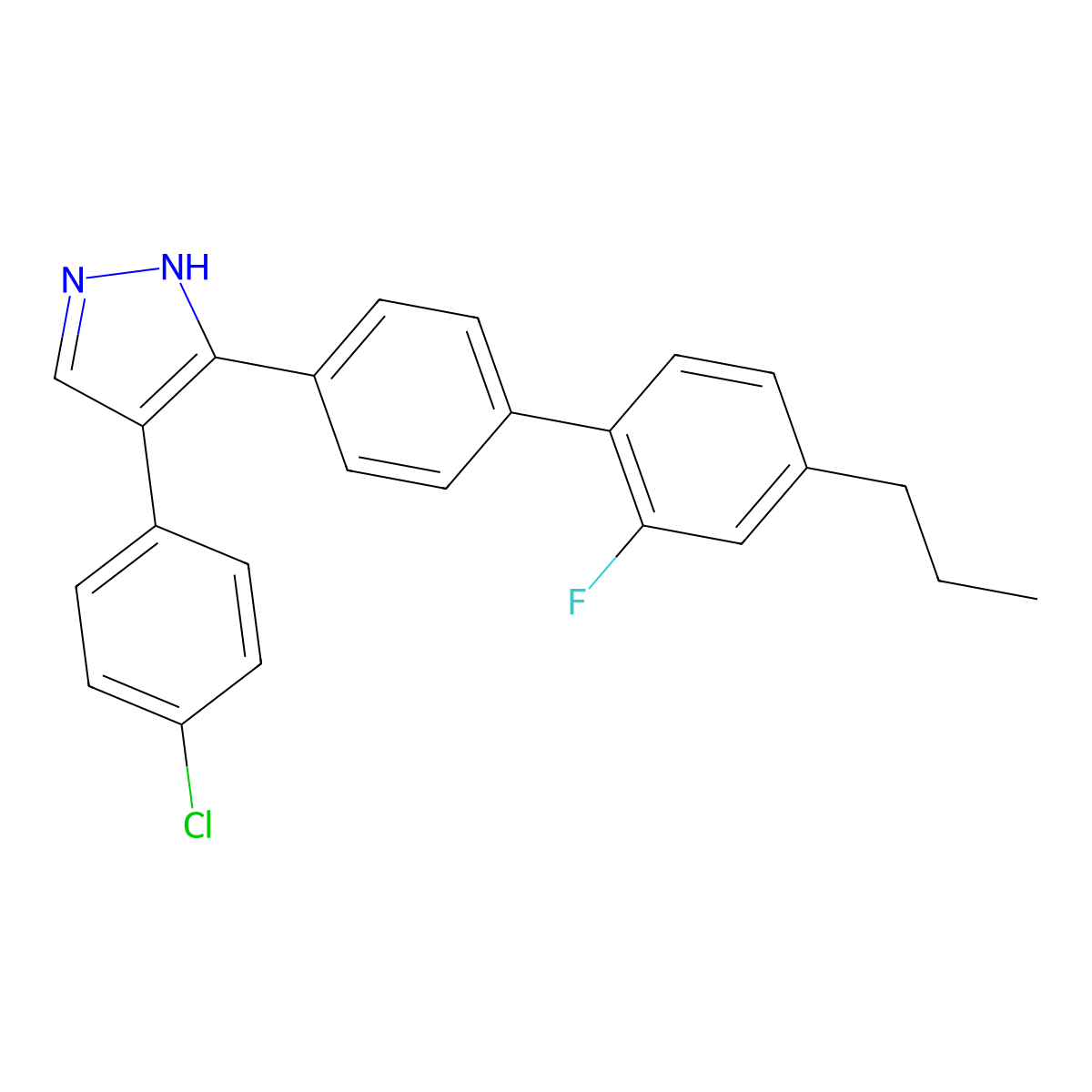 4-(4-chlorophenyl)-5-[4-(2-fluoro-4-propylphenyl)phenyl]-1H-pyrazole molecular structure, CAS 477762-83-7
