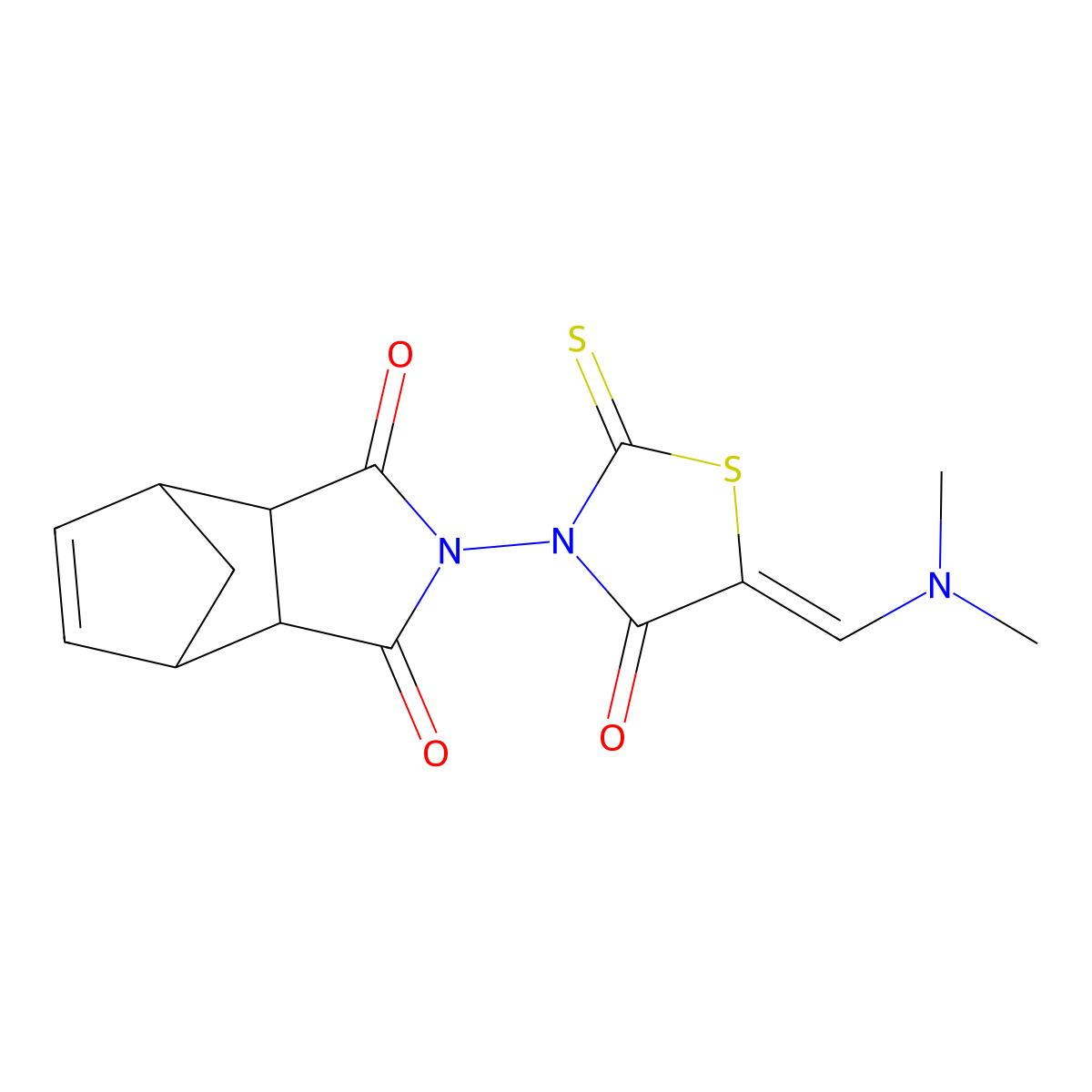4-{5-[(Dimethylamino)methylene]-4-oxo-2-thioxo-1,3-thiazolan-3-yl}-4-azatricyclo[5.2.1.0~2,6~]dec-8-ene-3,5-dione molecular structure, CAS 477766-81-7