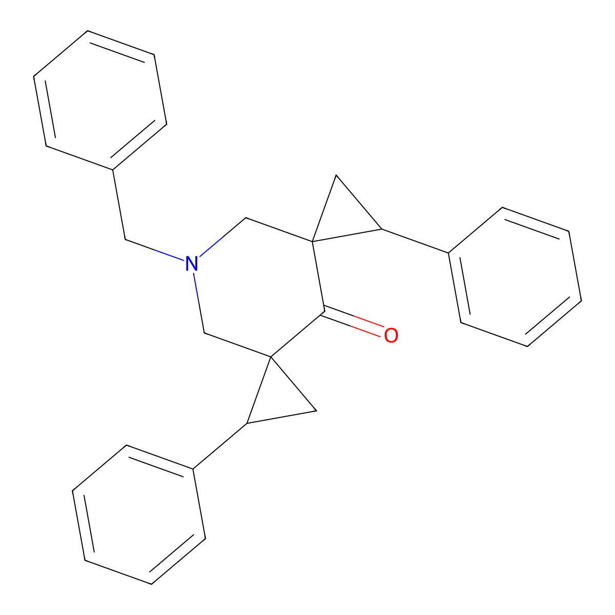 9-Benzyl-1,6-diphenyl-9-azadispiro[2.1.2.3]decan-4-one molecular structure, CAS 477768-10-8