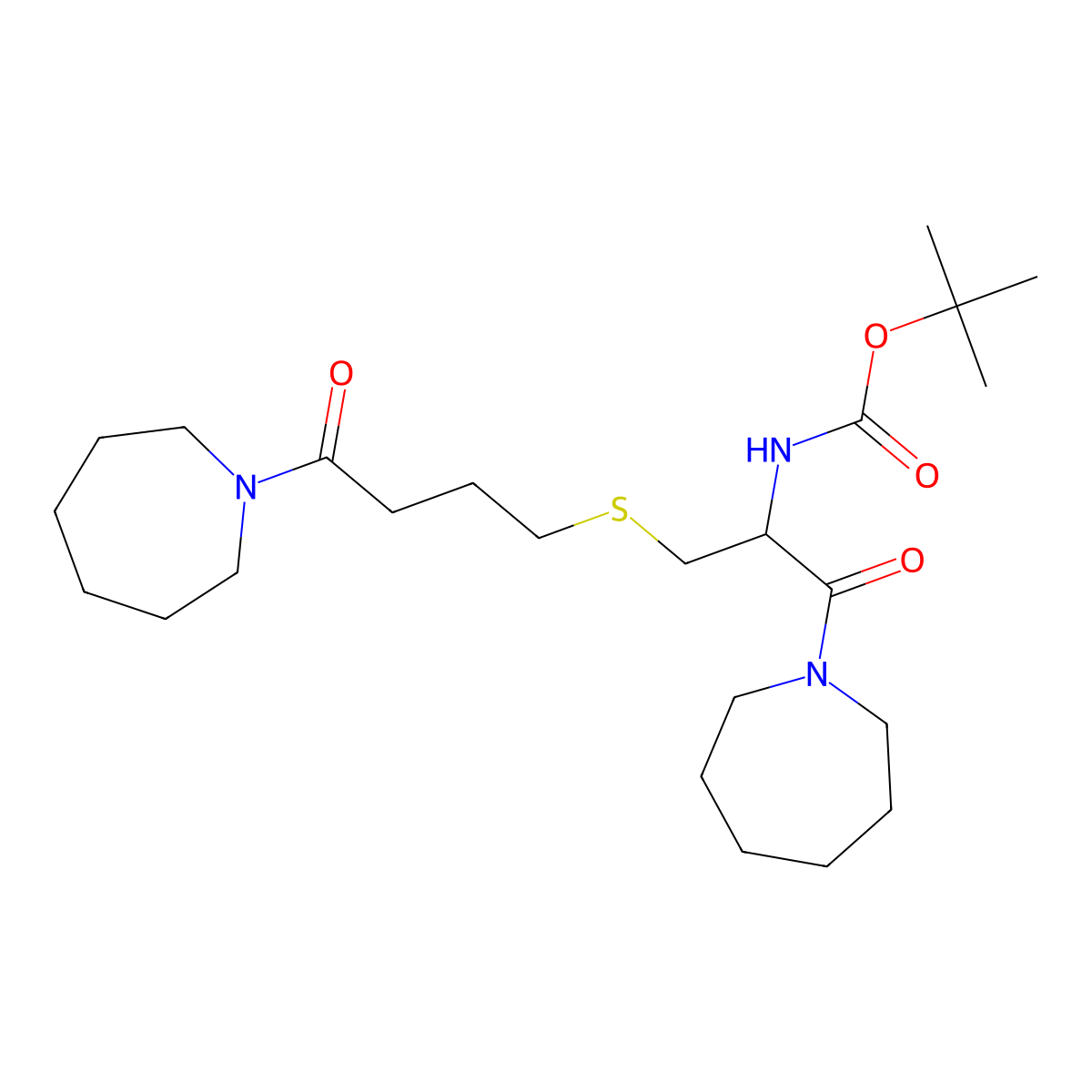 tert-butyl N-[2-(1-azepanyl)-1-({[4-(1-azepanyl)-4-oxobutyl]sulfanyl}methyl)-2-oxoethyl]carbamate molecular structure, CAS 477768-12-0
