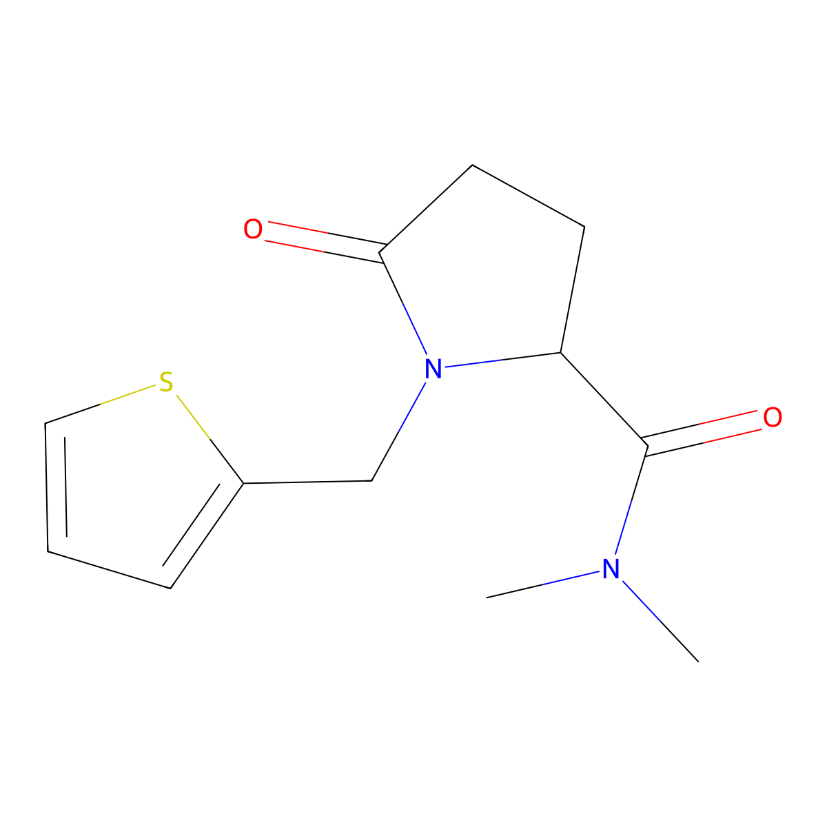N,N-dimethyl-5-oxo-1-(2-thienylmethyl)-2-pyrrolidinecarboxamide molecular structure, CAS 477768-22-2