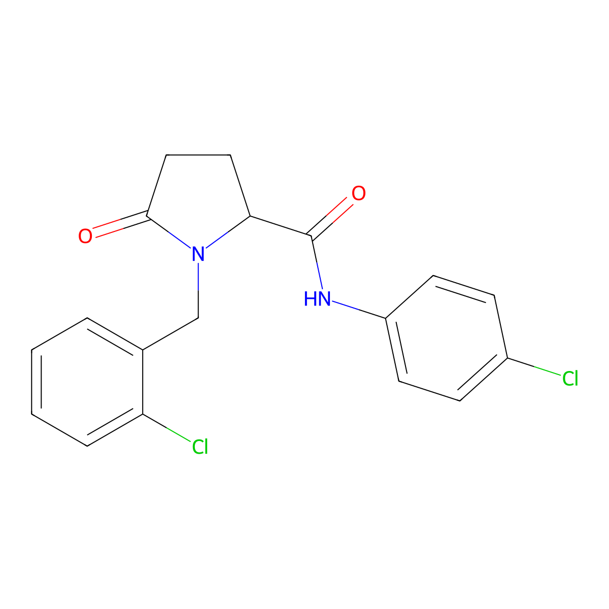 N-(4-chlorophenyl)-1-[(2-chlorophenyl)methyl]-5-oxopyrrolidine-2-carboxamide molecular structure, CAS 477768-26-6