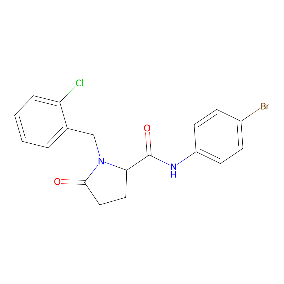 N-(4-bromophenyl)-1-[(2-chlorophenyl)methyl]-5-oxopyrrolidine-2-carboxamide molecular structure, CAS 477768-27-7