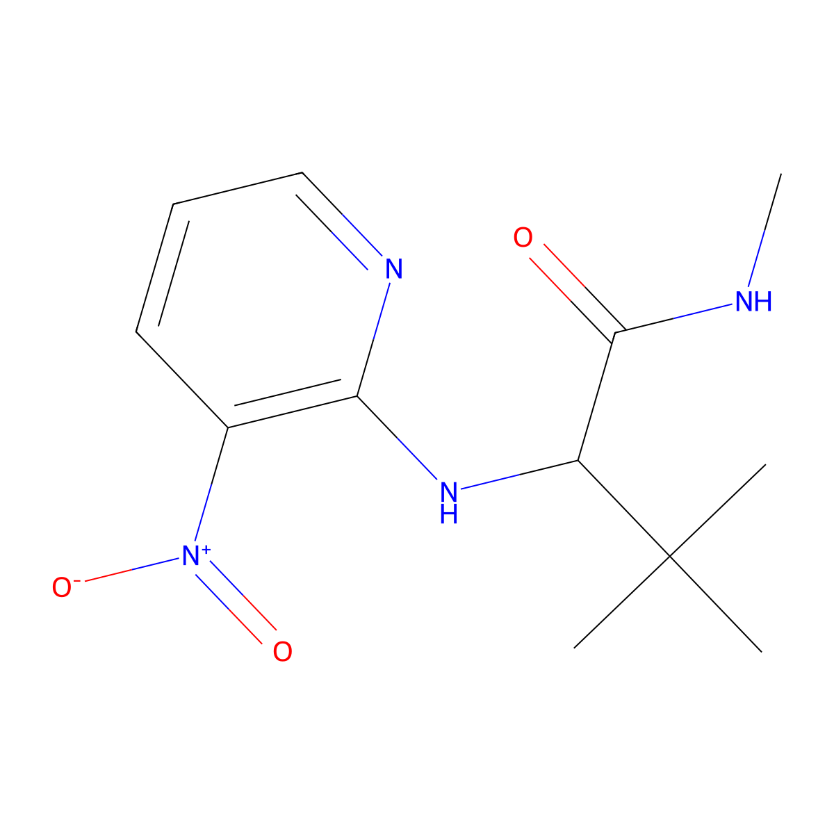N,3,3-trimethyl-2-[(3-nitropyridin-2-yl)amino]butanamide molecular structure, CAS 477768-36-8
