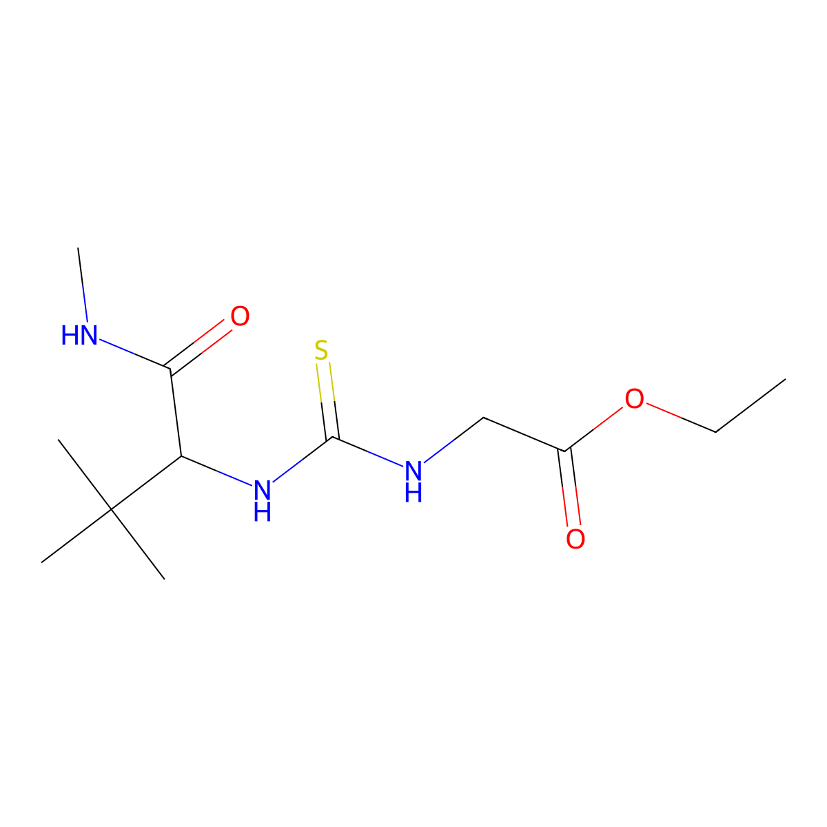 Ethyl 2-{[({2,2-dimethyl-1-[(methylamino)carbonyl]propyl}amino)carbothioyl]amino}acetate molecular structure, CAS 477768-38-0