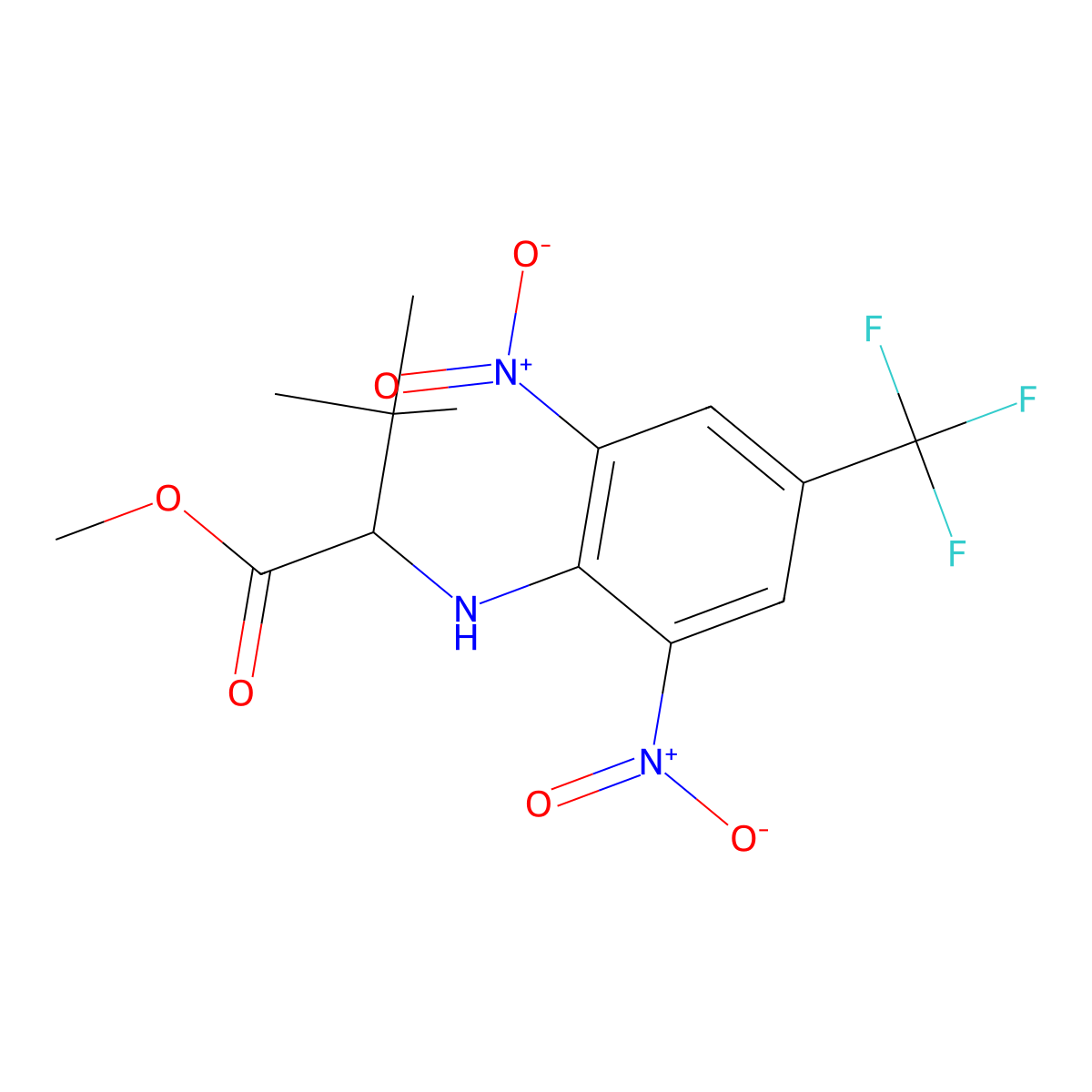 Methyl 2-[2,6-dinitro-4-(trifluoromethyl)anilino]-3,3-dimethylbutanoate molecular structure, CAS 477768-39-1