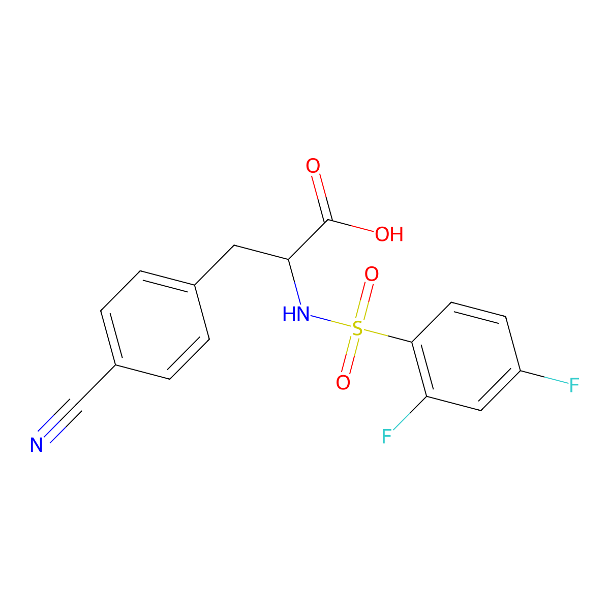 3-(4-Cyanophenyl)-2-{[(2,4-difluorophenyl)sulfonyl]amino}propanoic acid molecular structure, CAS 477768-43-7