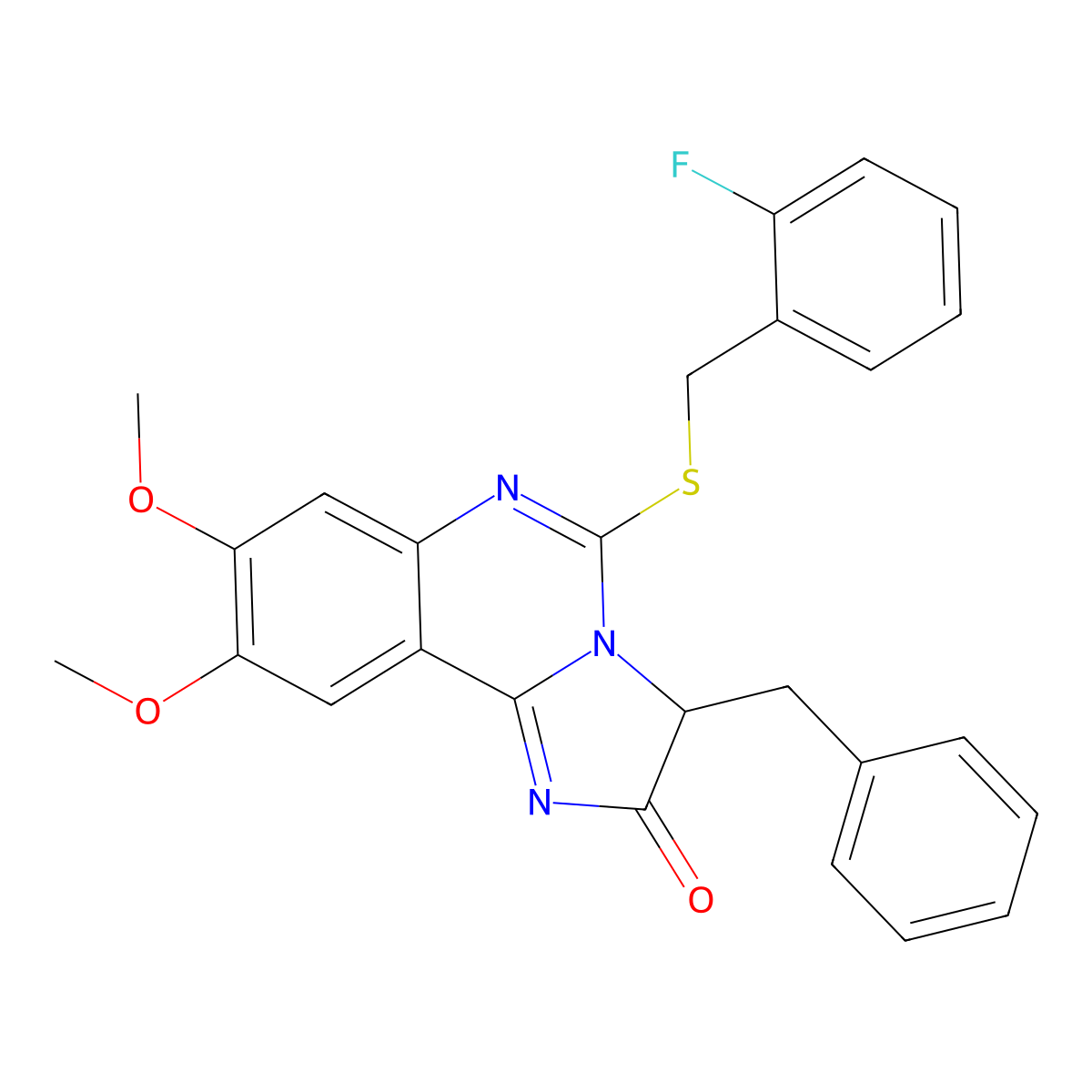 3-benzyl-5-[(2-fluorobenzyl)sulfanyl]-8,9-dimethoxyimidazo[1,2-c]quinazolin-2(3H)-one molecular structure, CAS 477768-45-9