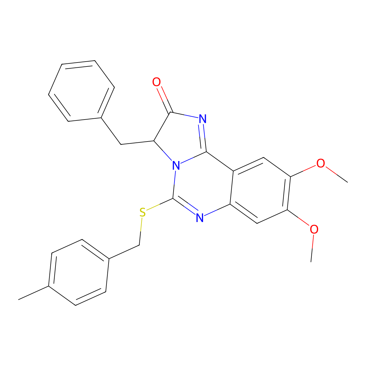3-benzyl-8,9-dimethoxy-5-[(4-methylbenzyl)sulfanyl]imidazo[1,2-c]quinazolin-2(3H)-one molecular structure, CAS 477768-50-6